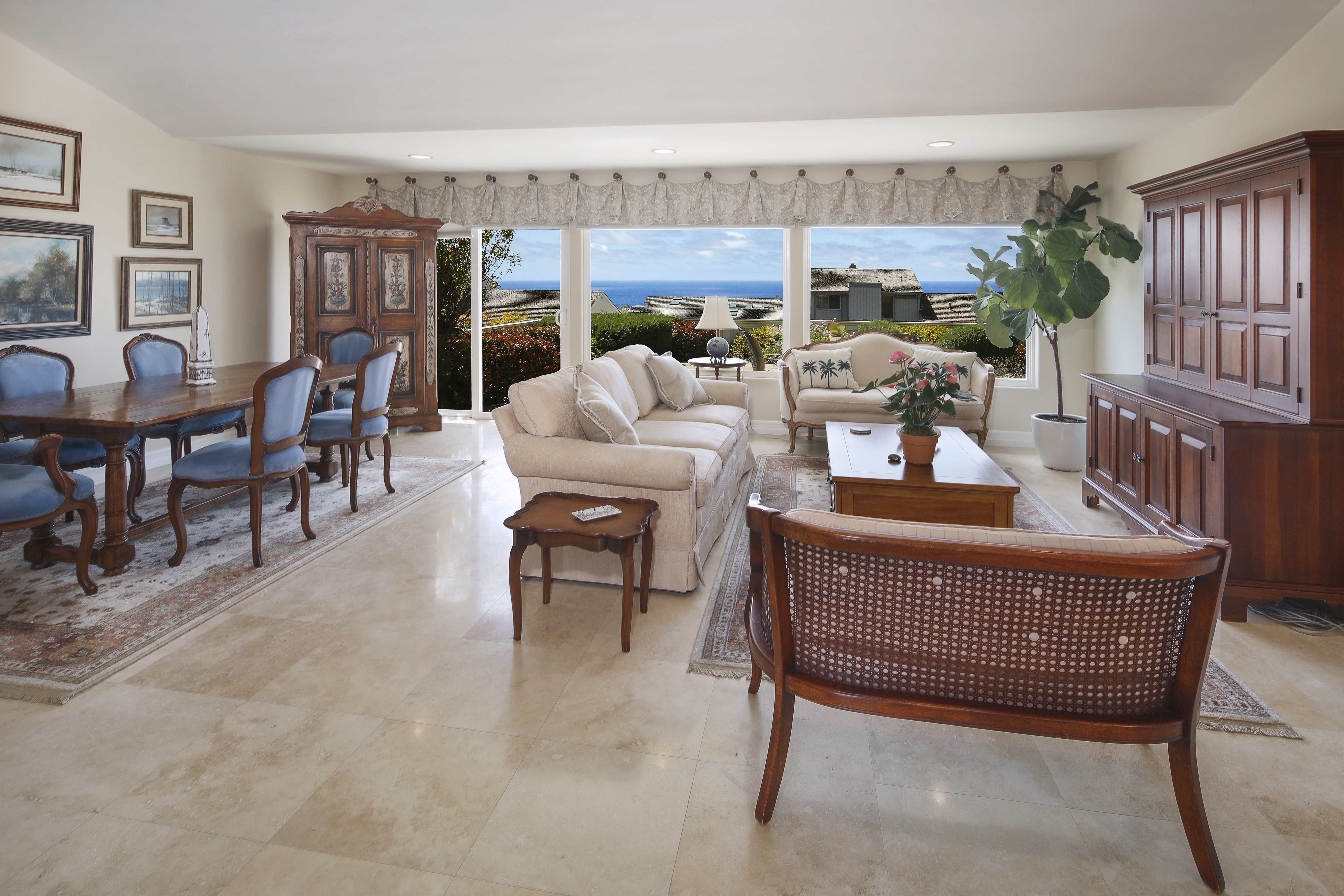 Living room with ocean view HD Wallpaper