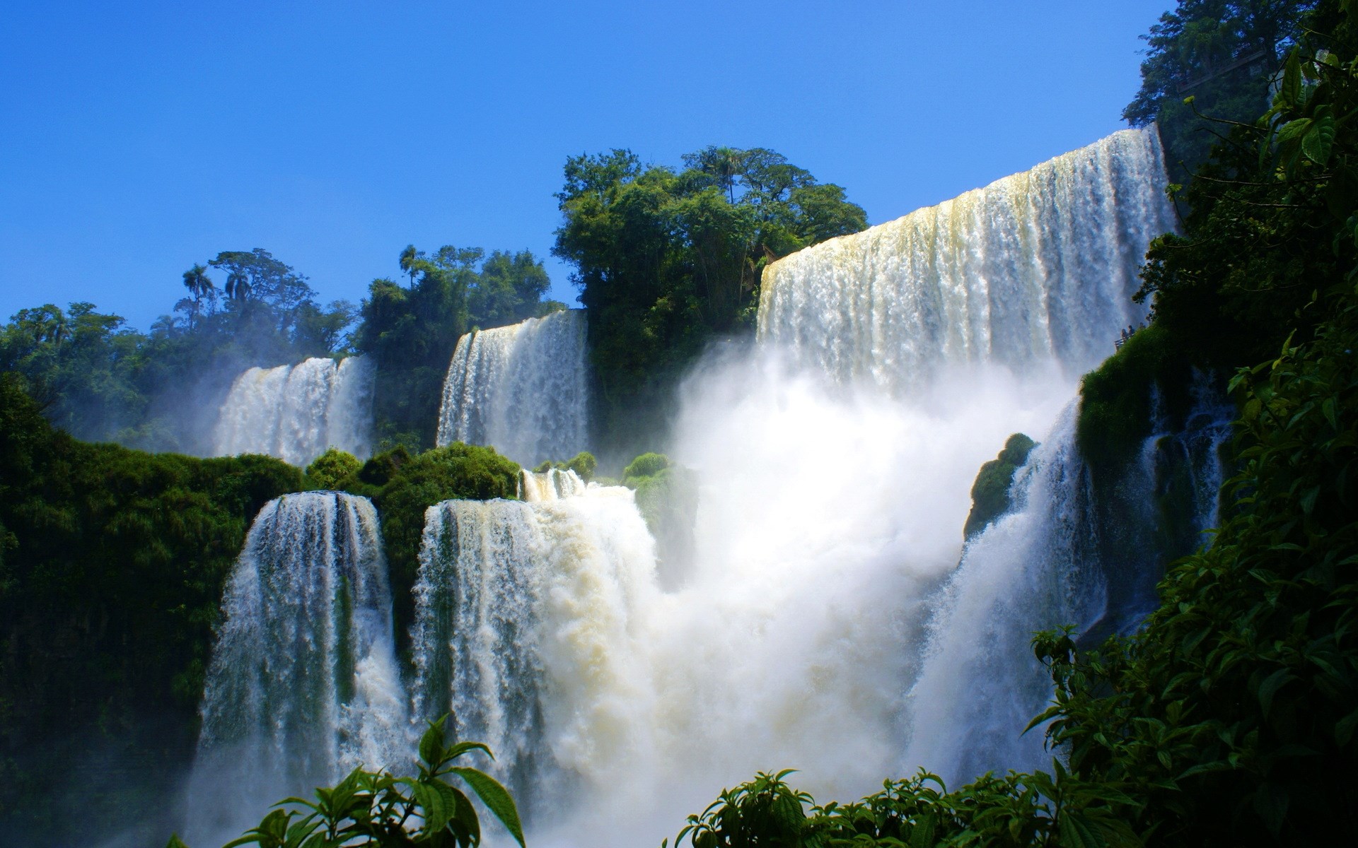 Iguazu Falls with lush green foliage HD Wallpaper