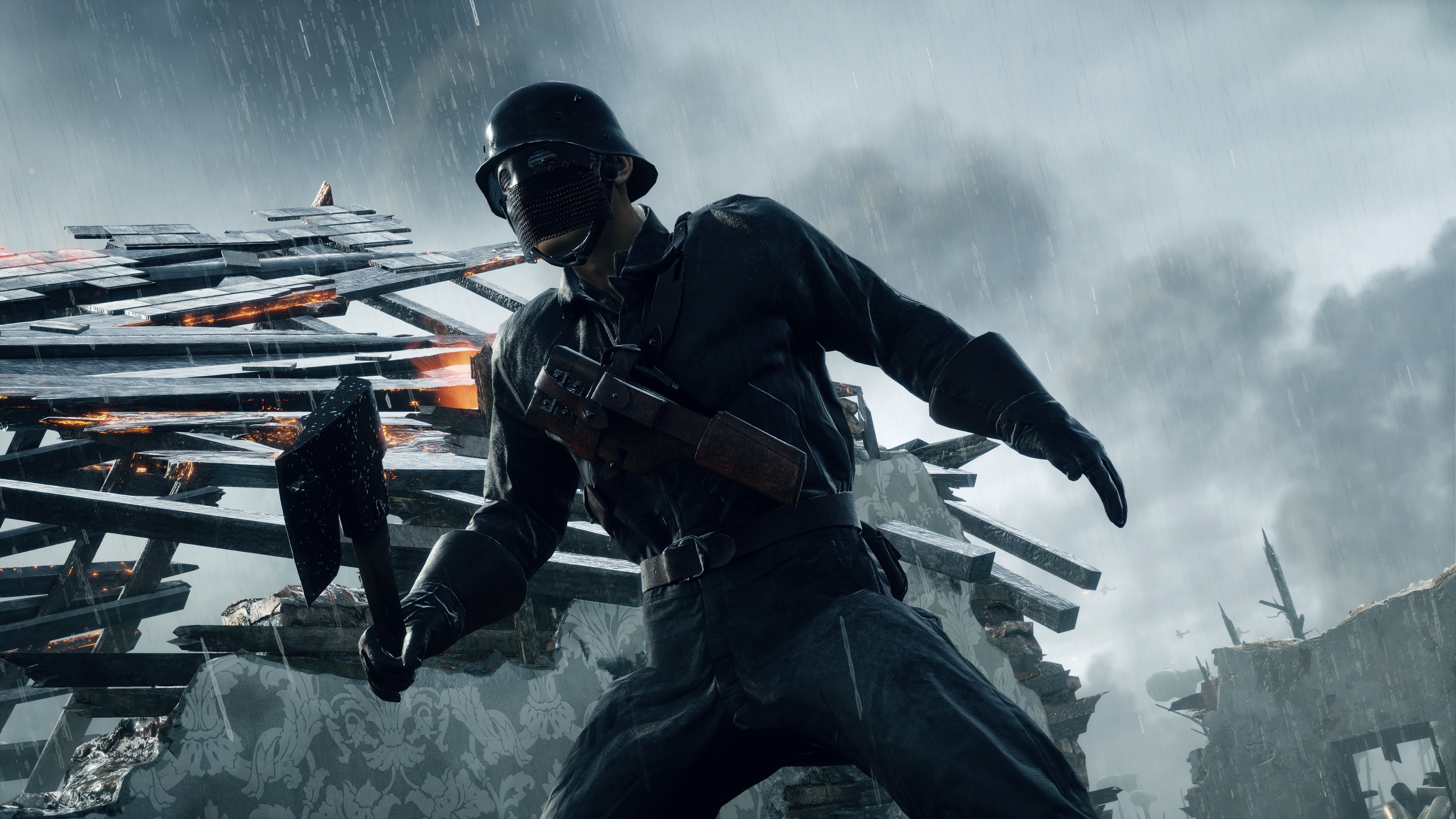 Soldier with mask and axe in Battlefield 1 HD Wallpaper