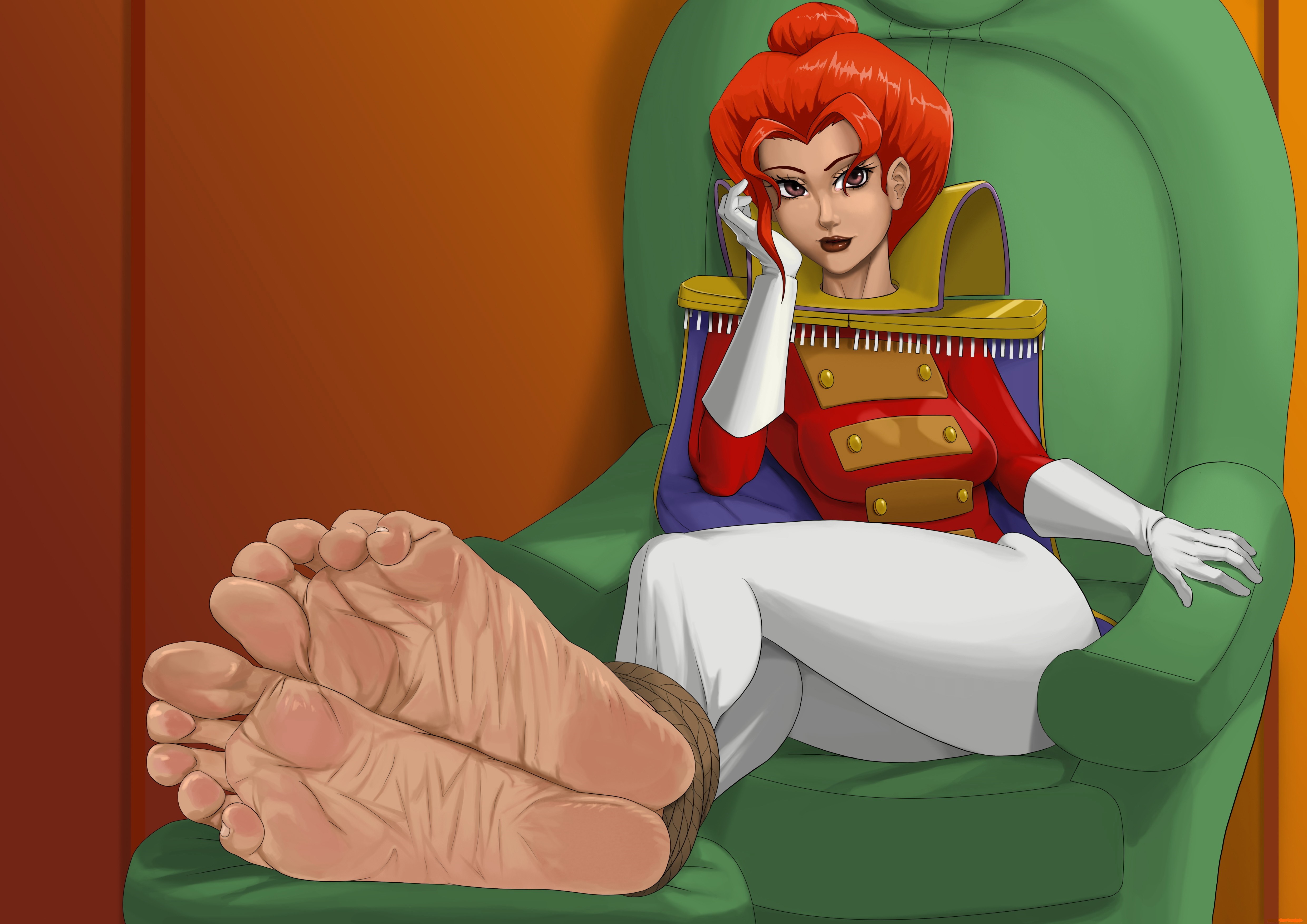 Ottoman Empress with bound feet in armchair HD Wallpaper