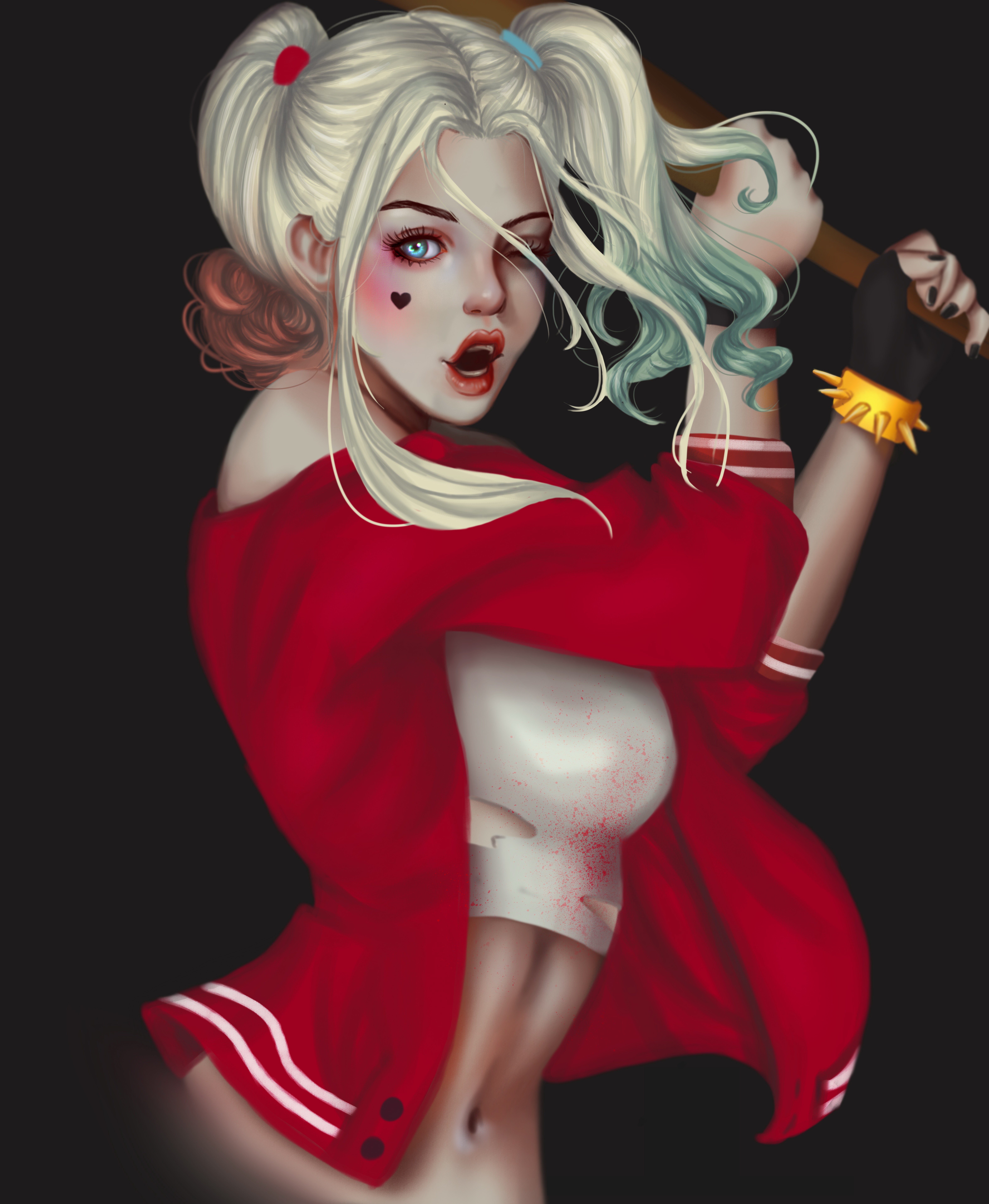 Harley Quinn with a baseball bat HD Phone Wallpaper