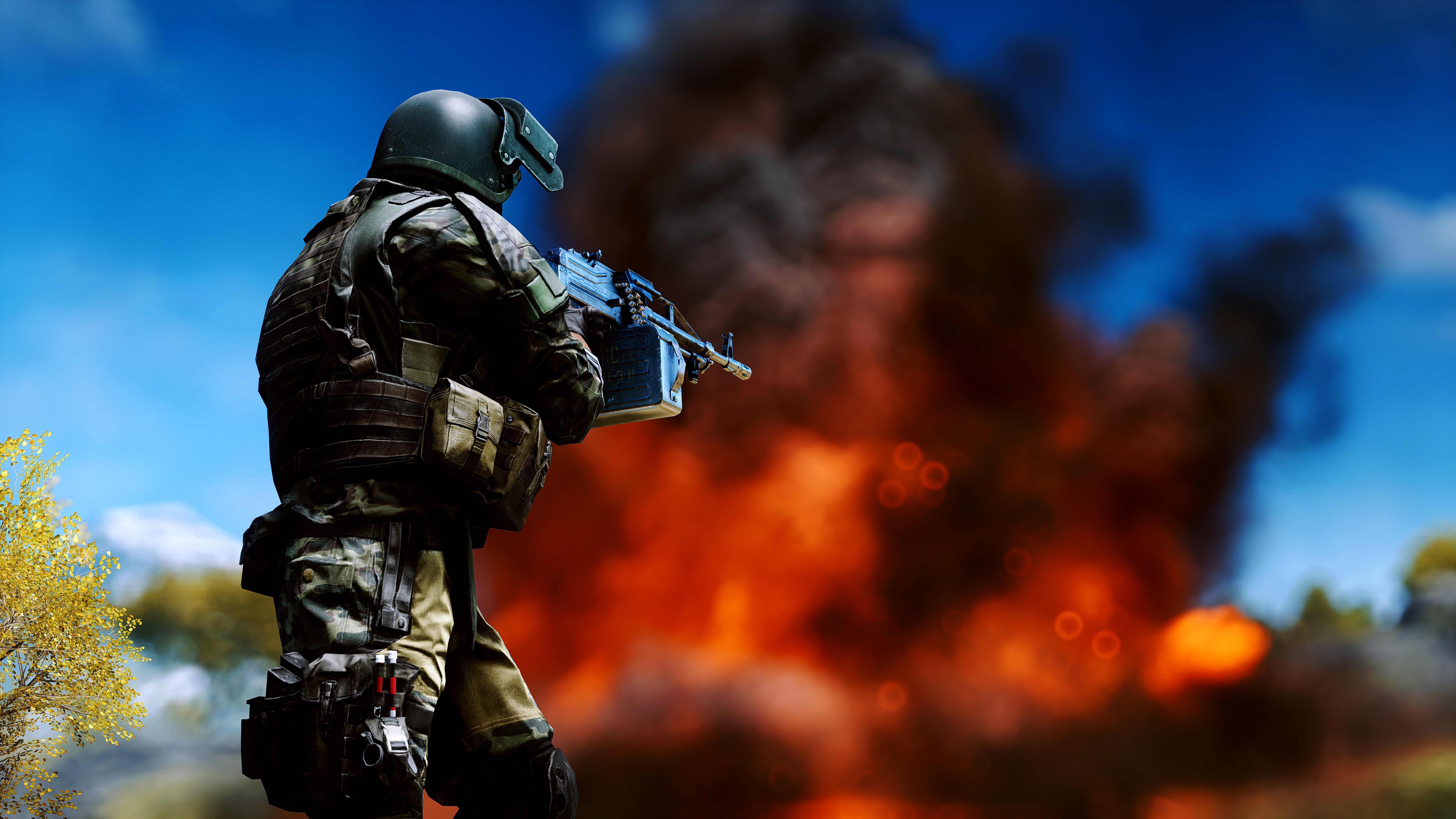 Soldier with machine gun in Battlefield 4 HD Wallpaper