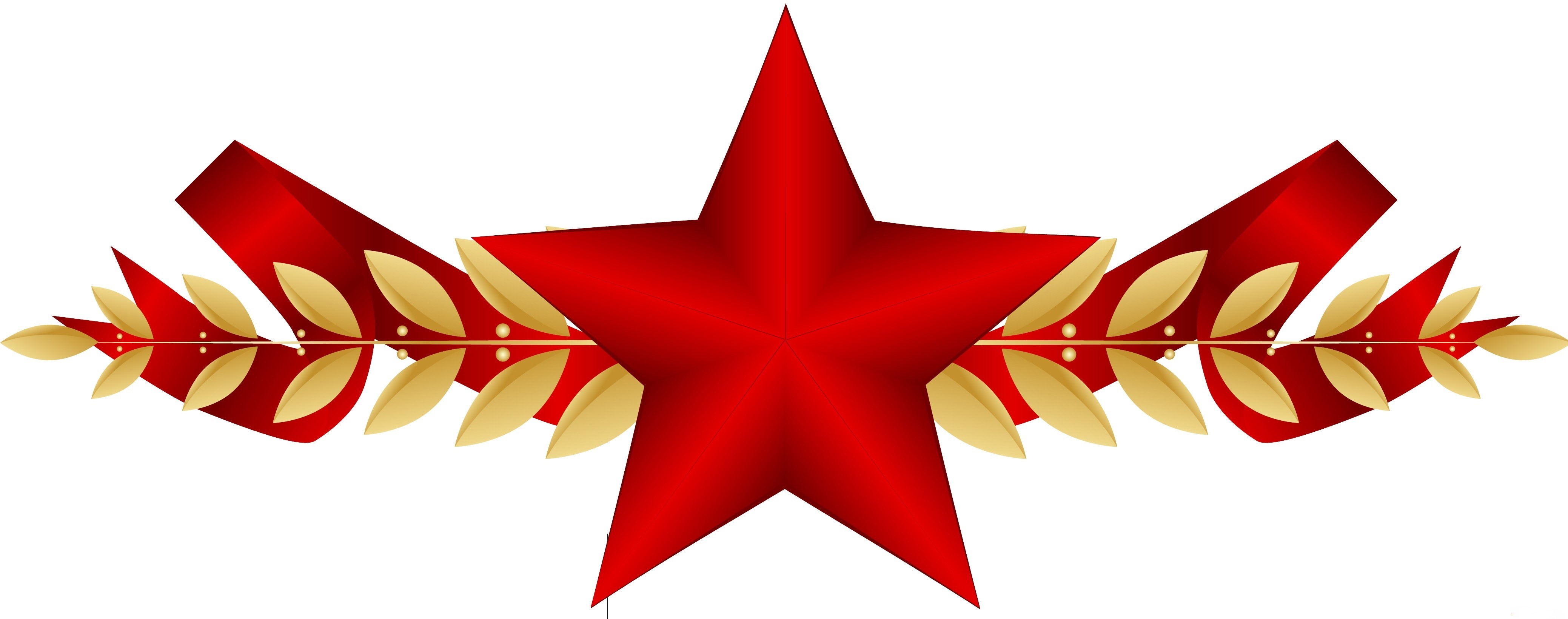 Red Star Decoration with Laurel Wreath and Ribbon HD Wallpaper