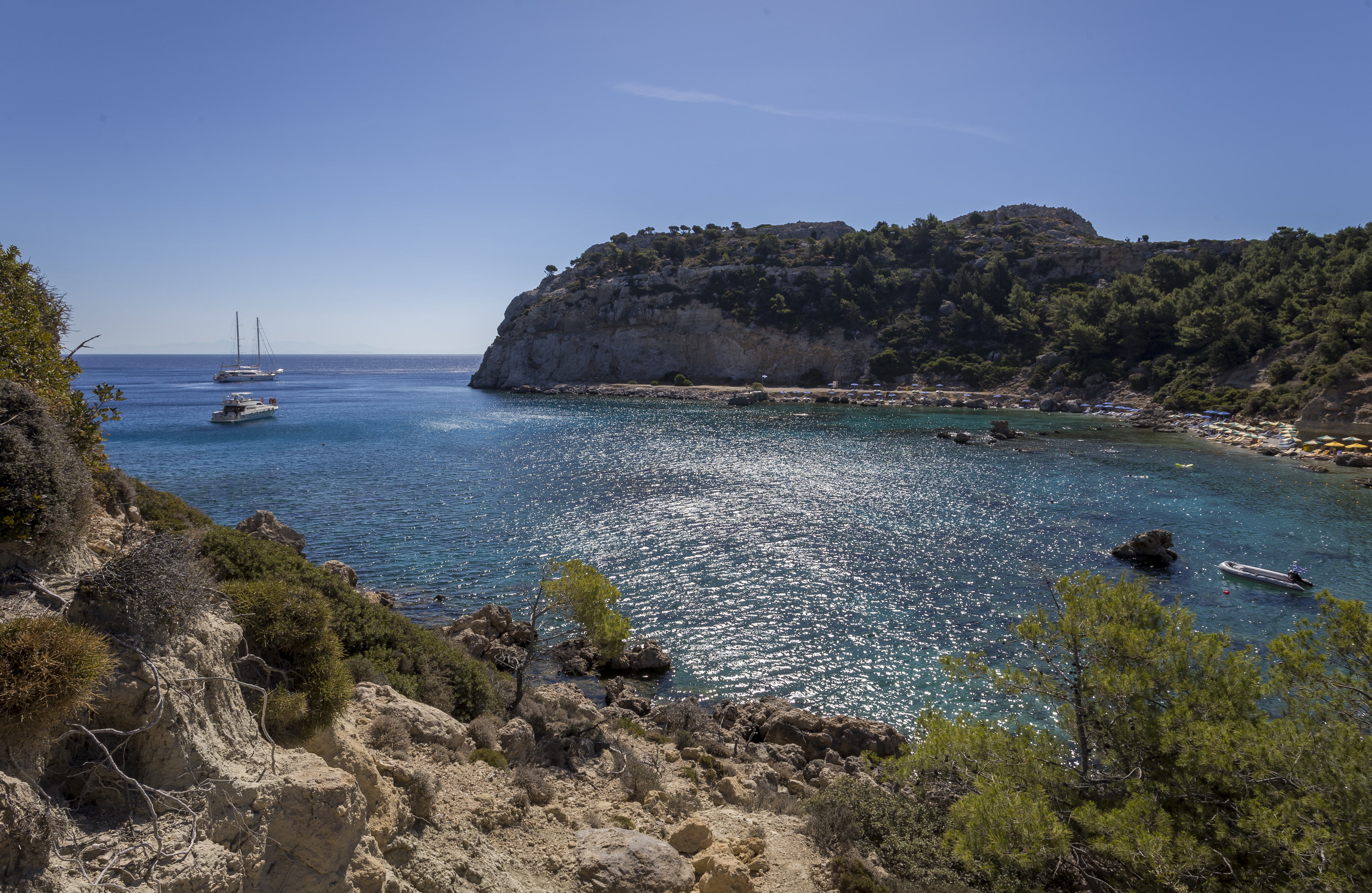 4K Rhodos Greece Coast Cove HD Wallpaper