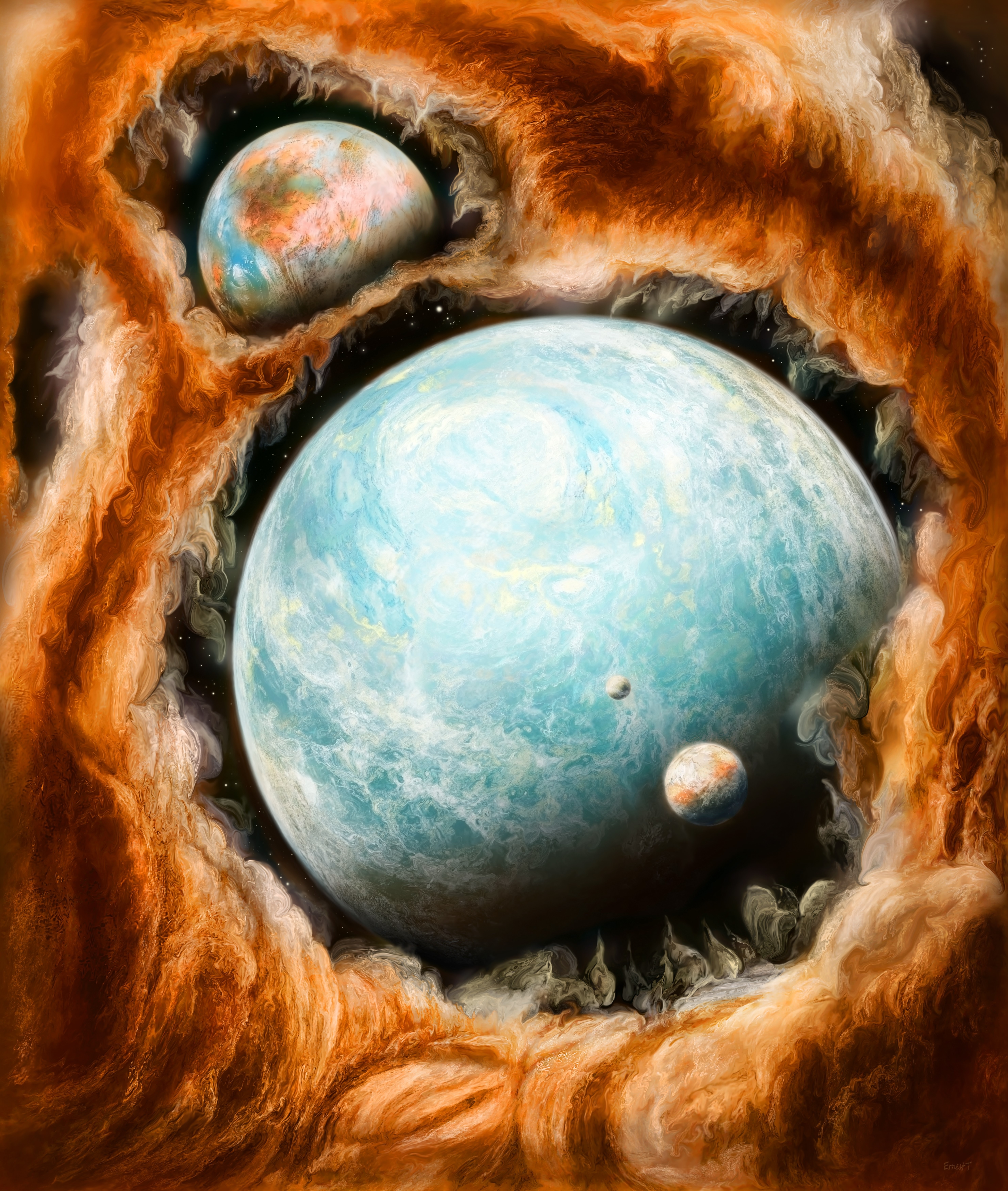 Planets in a Nebula HD Wallpaper