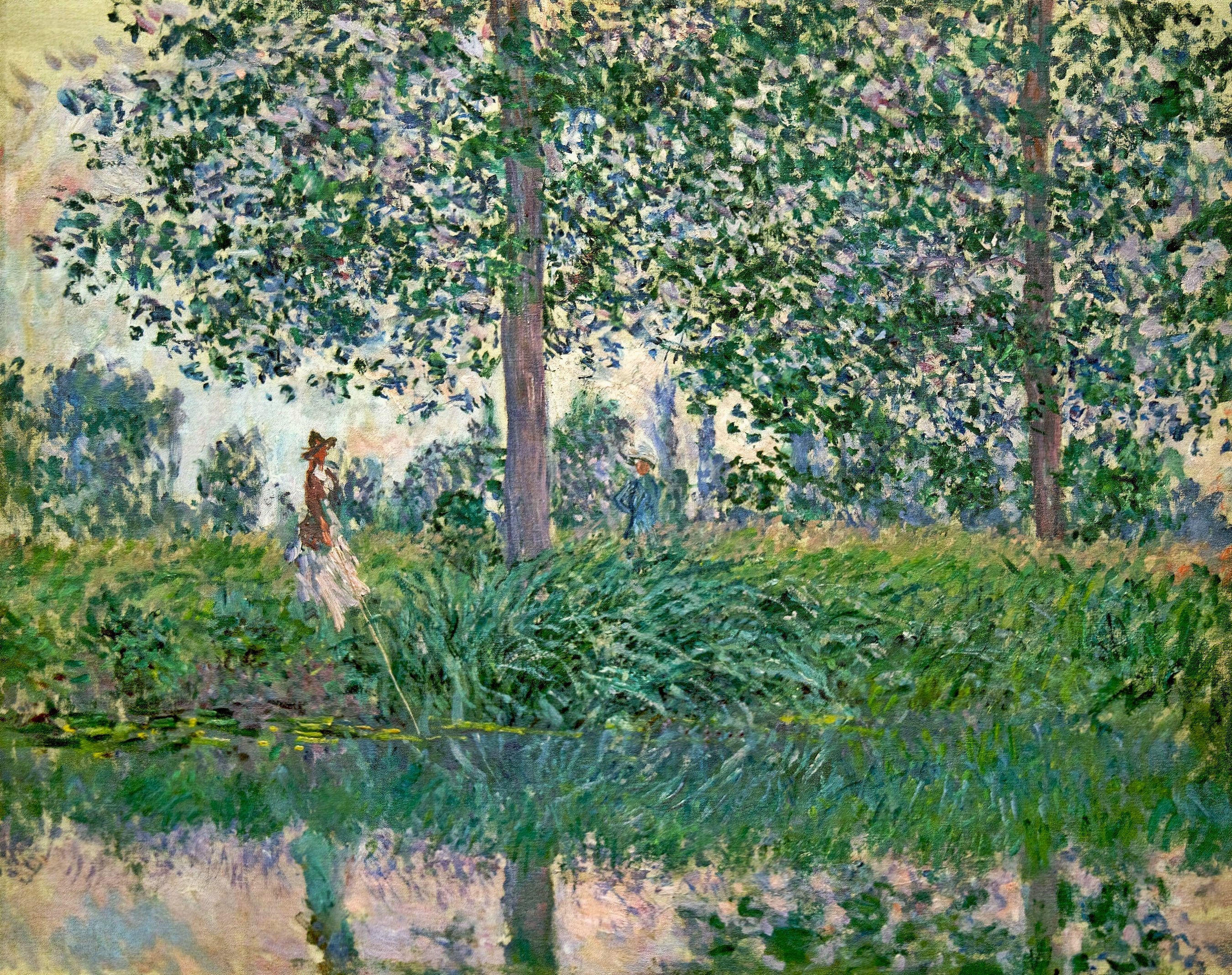 Fishing on the River Epte by Claude Monet HD Wallpaper