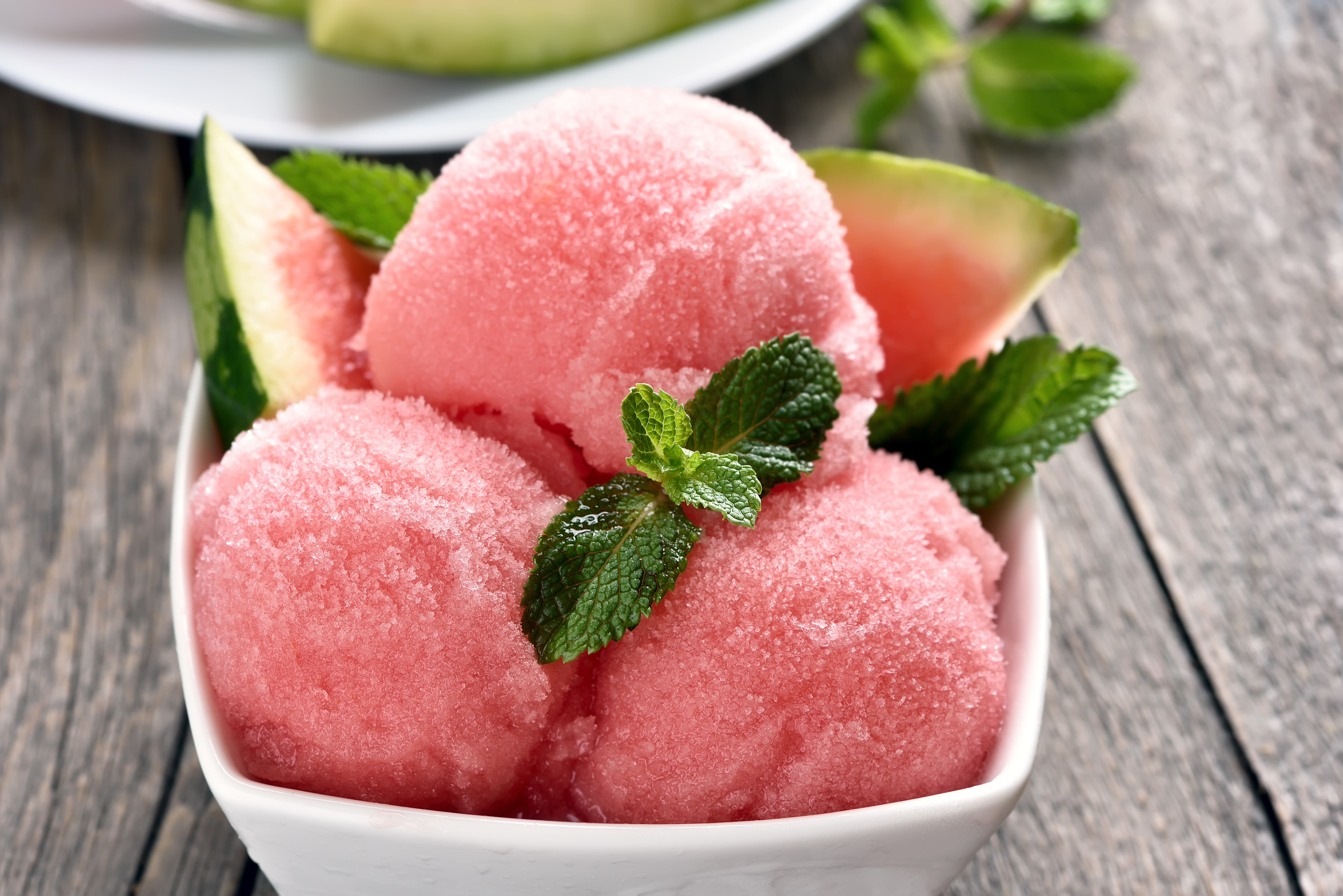 Watermelon Sorbet with Mint and Watermelon Slices HD Wallpaper
