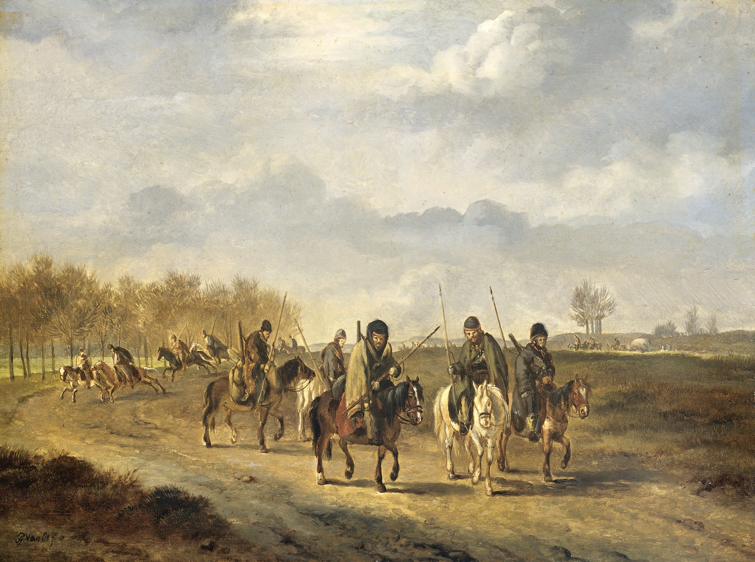 Cossacks on a country road by Pieter Gerardus van Os HD Wallpaper