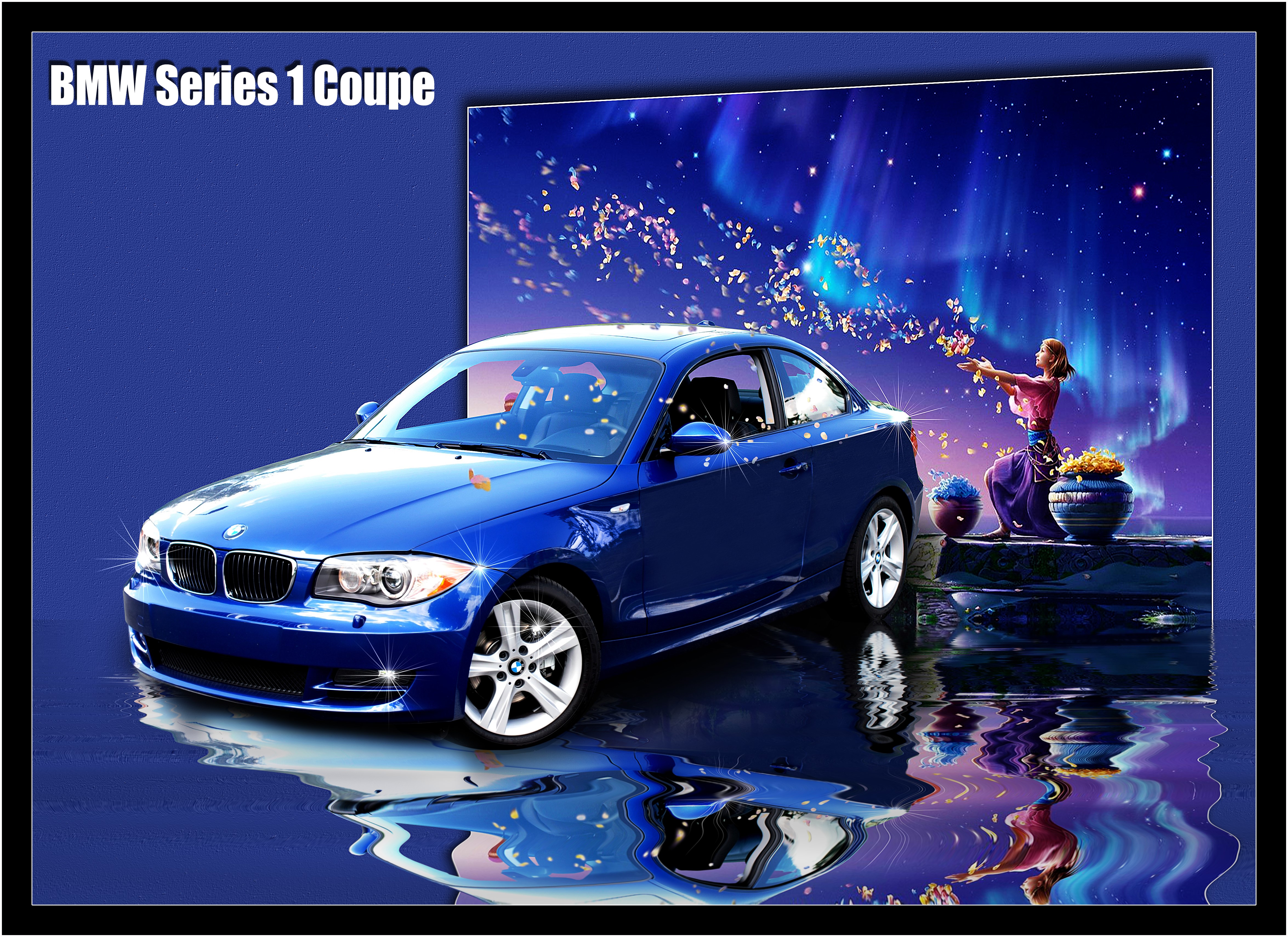 BMW 1 Series Coupe with Aurora Borealis HD Wallpaper