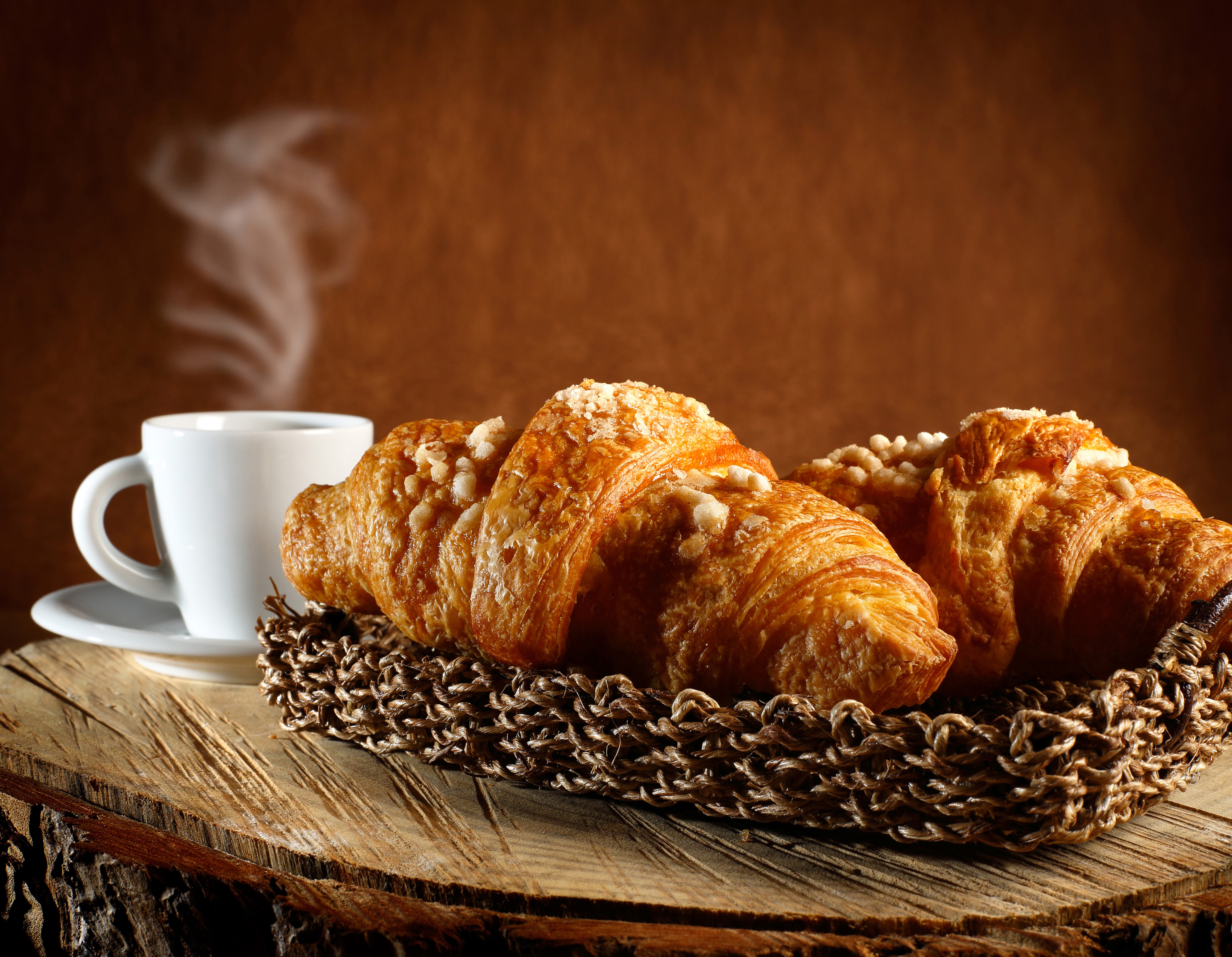 Two Croissants and a Cup of Coffee HD Wallpaper