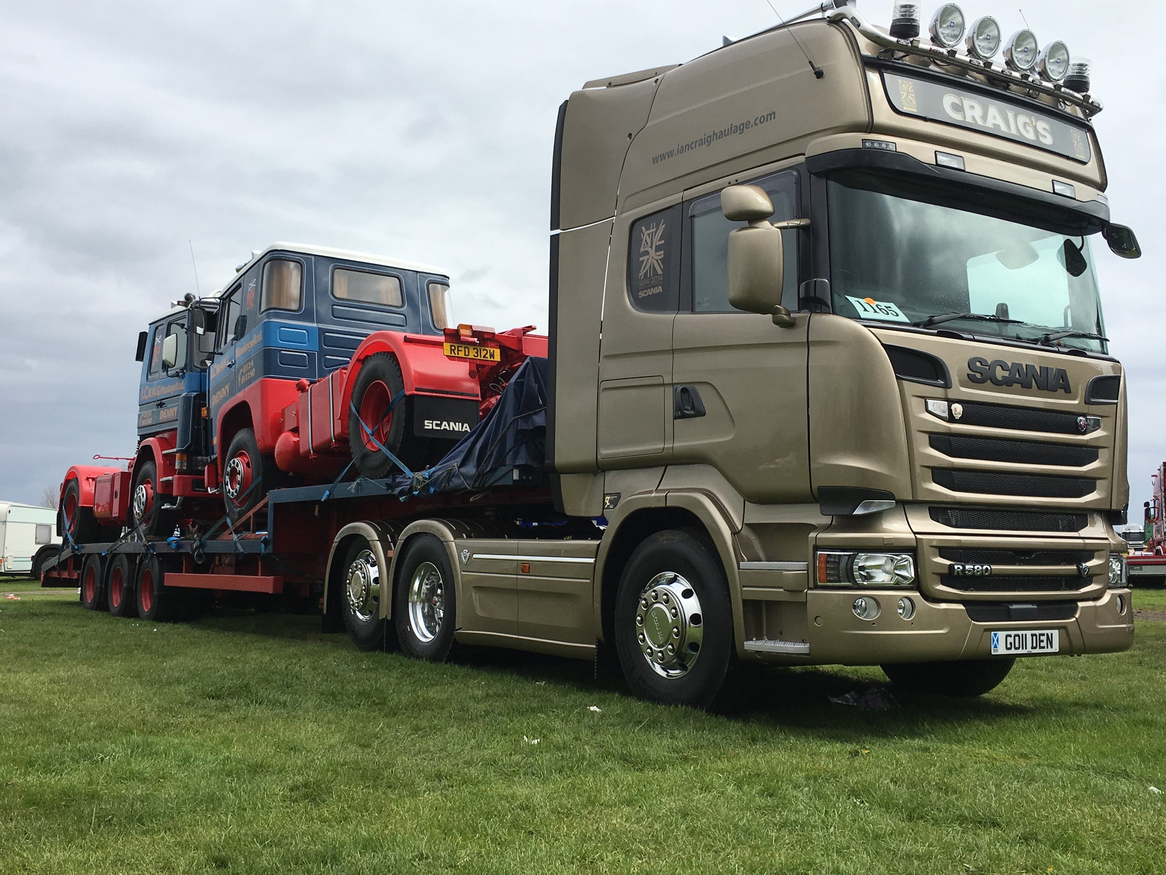 Scania R500 truck carrying another truck HD Wallpaper