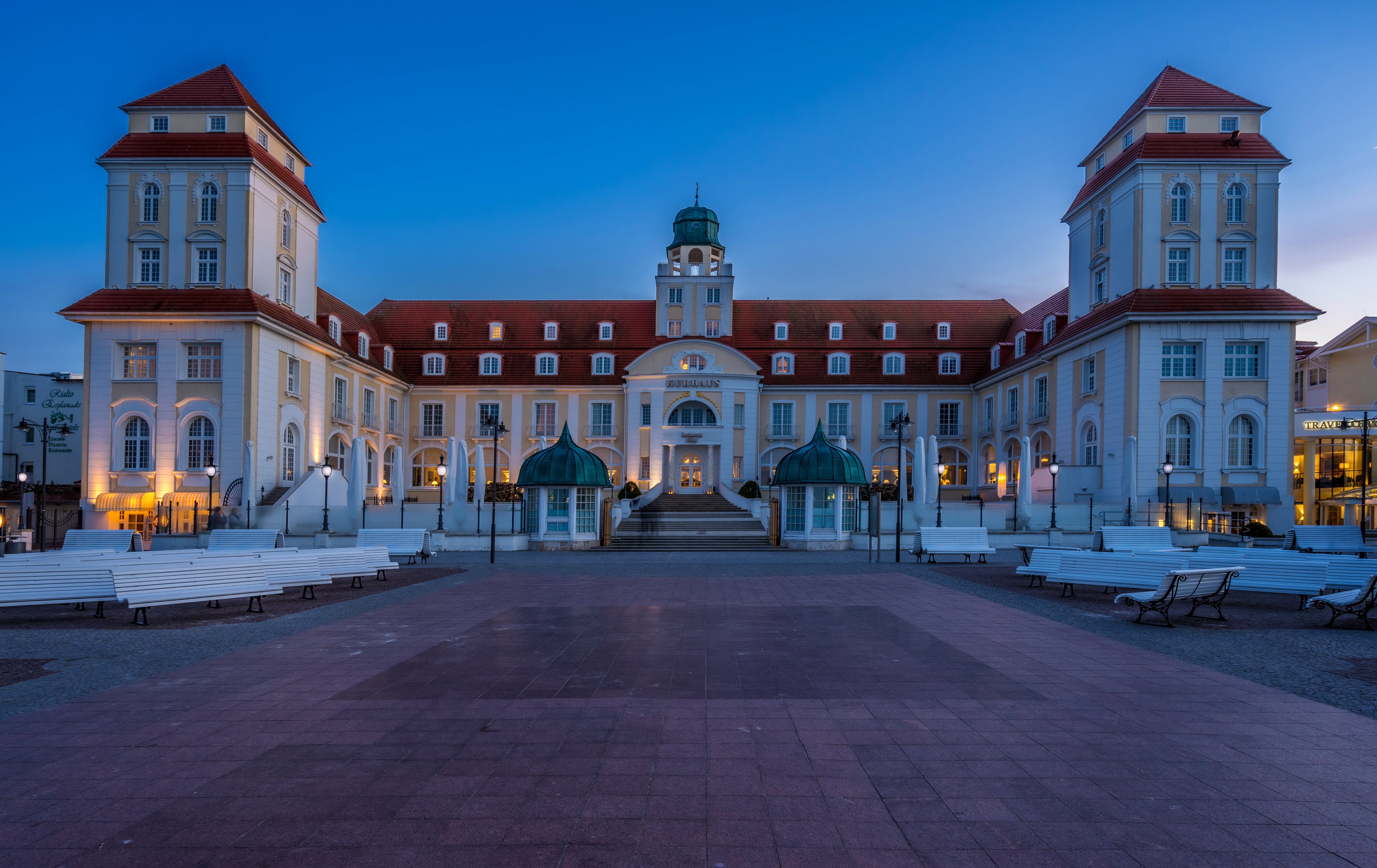 Travel Charme Kurhaus Binz Hotel in Germany at Evening HD Wallpaper