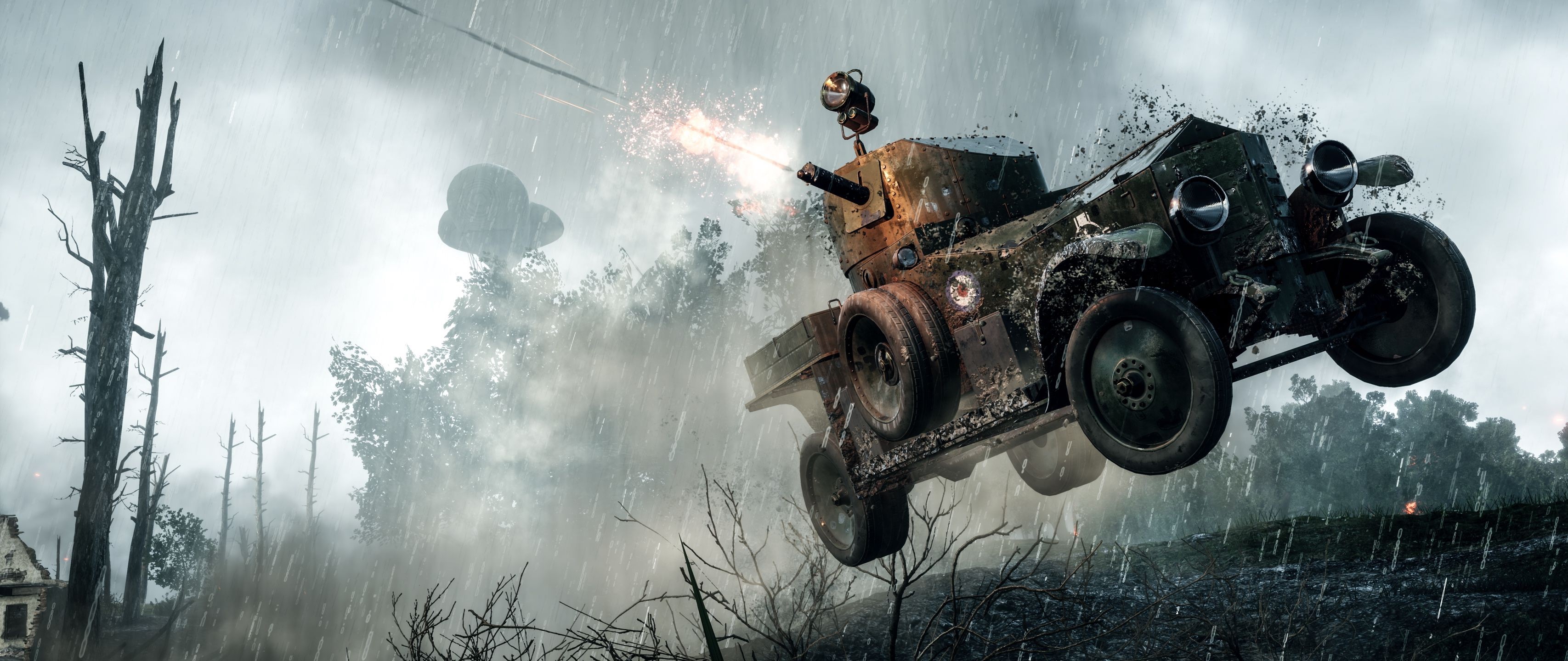 Battlefield 1 armored car in rain HD Wallpaper