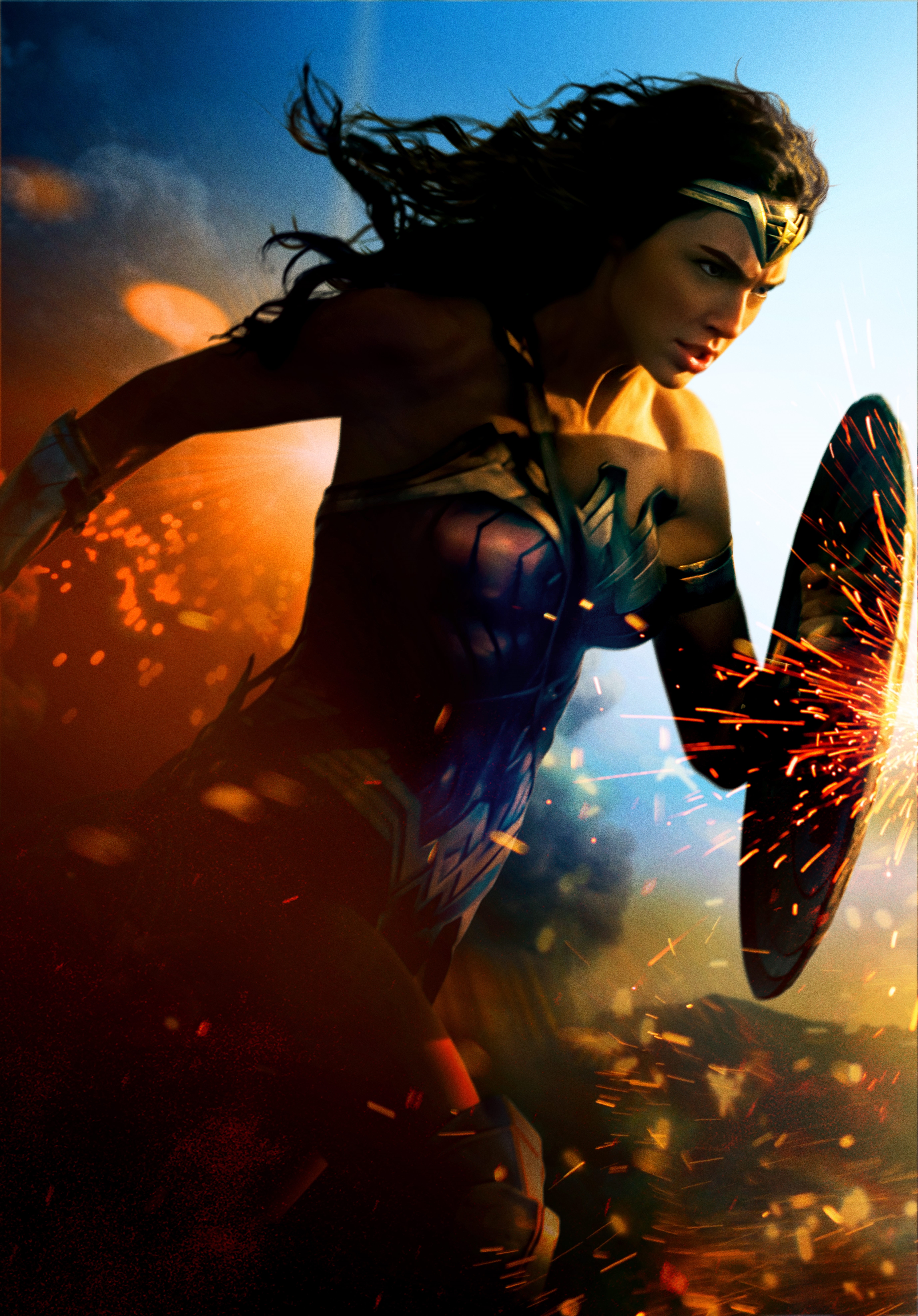 Wonder Woman from Wonder Woman (2017 film) with shield HD Phone Wallpaper