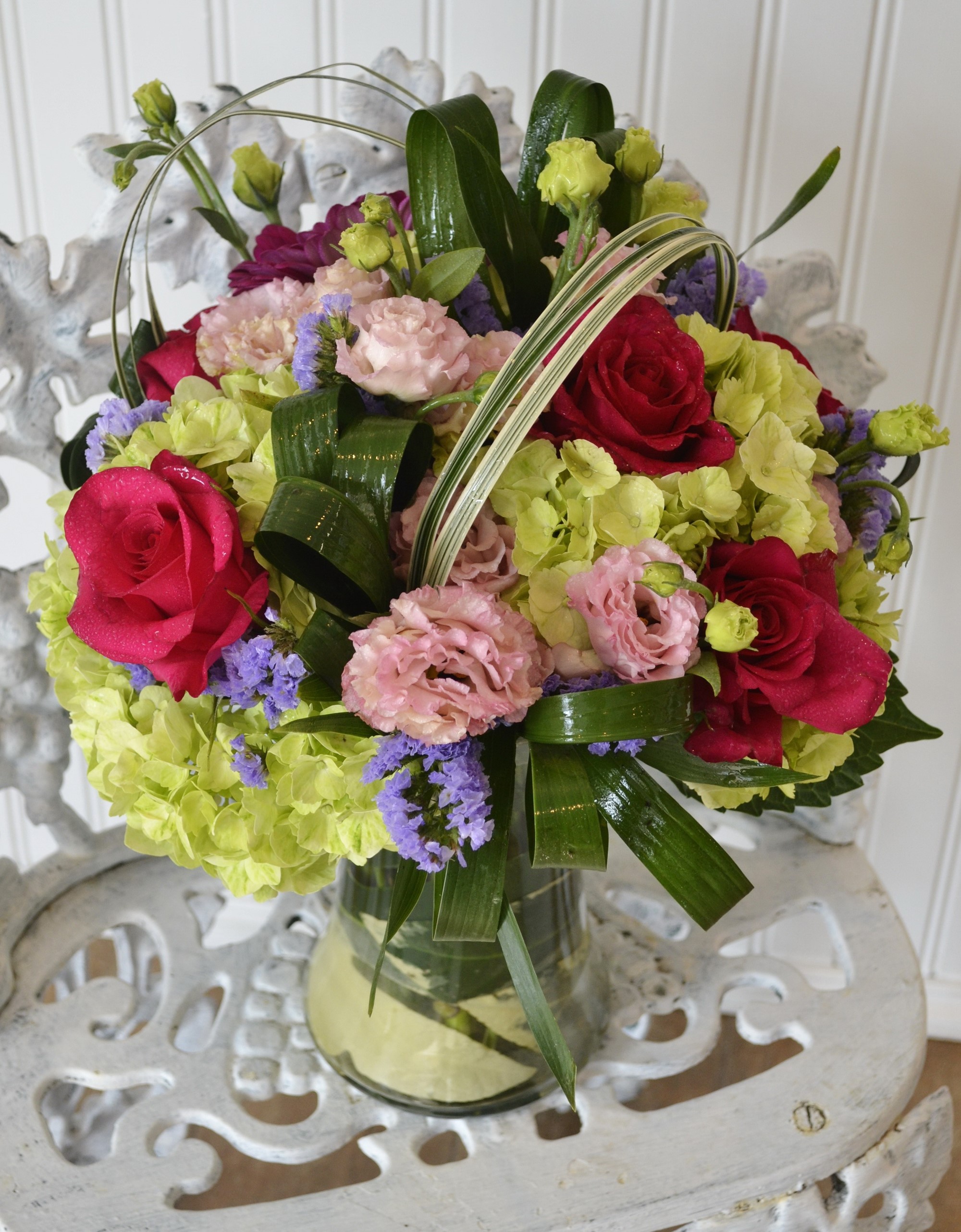 Bouquet of Roses and Eustoma flowers HD Phone Wallpaper