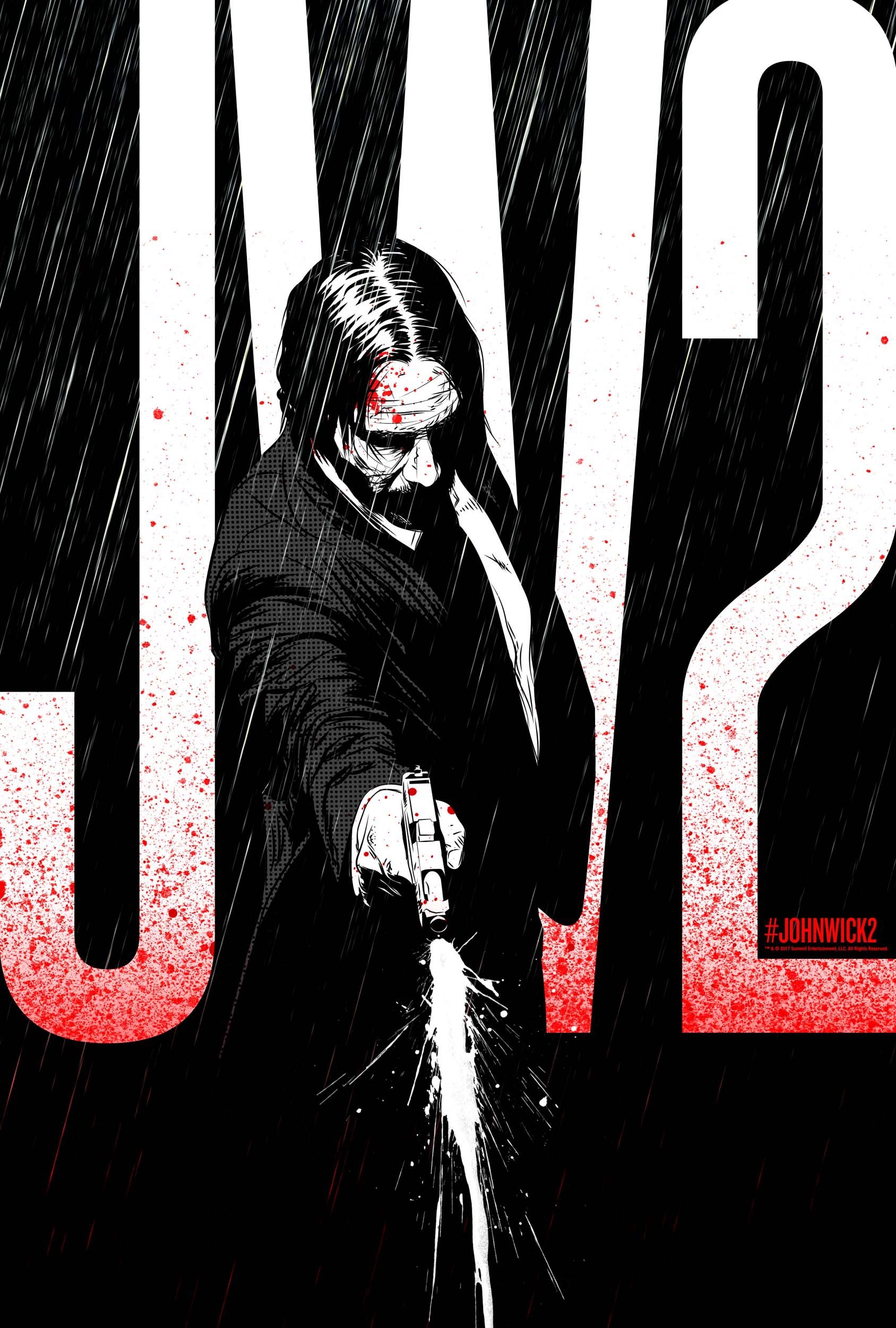 John Wick from John Wick: Chapter 2 firing a pistol in the rain HD Phone Wallpaper