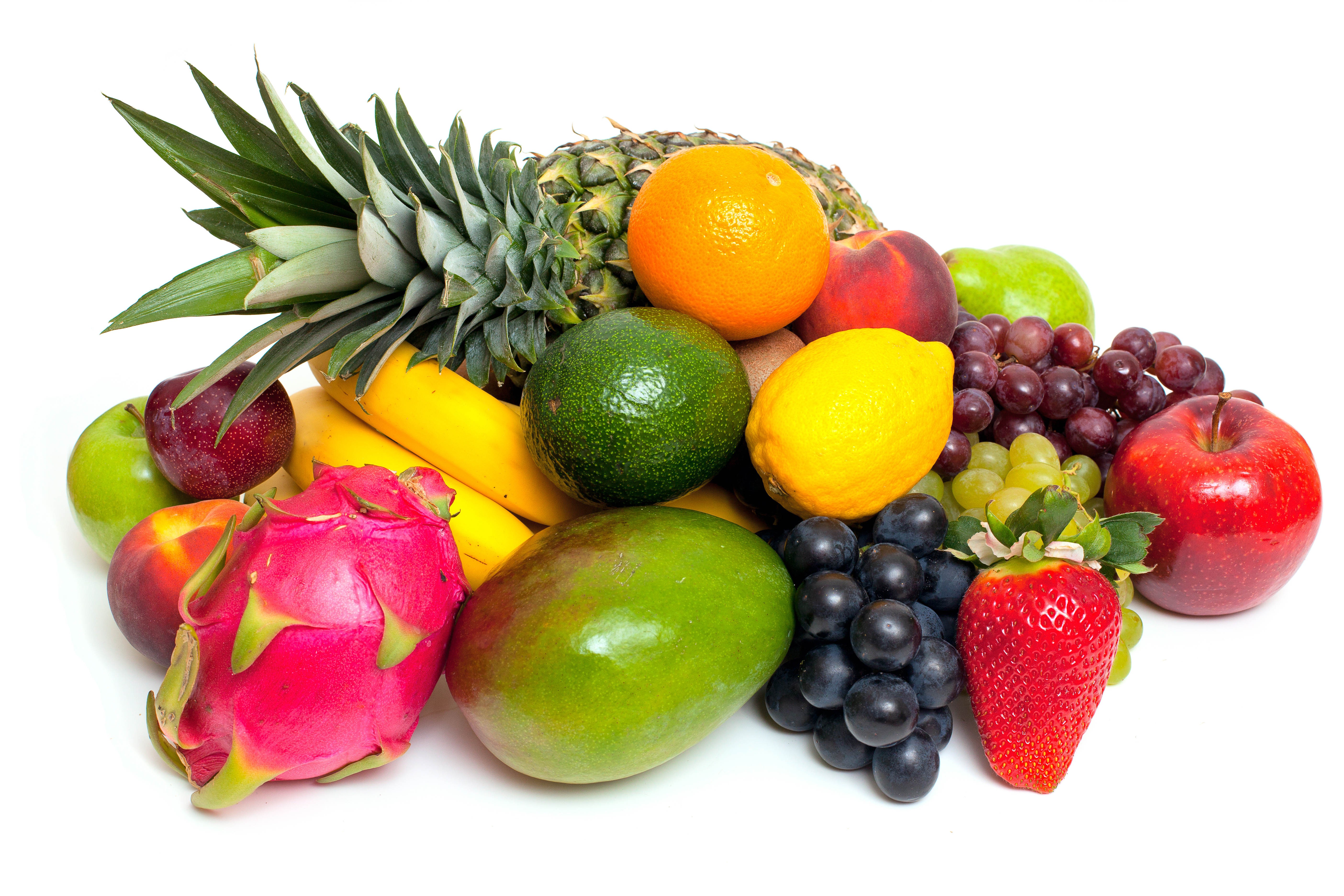 Assortment of Fresh Fruits on White Background HD Wallpaper