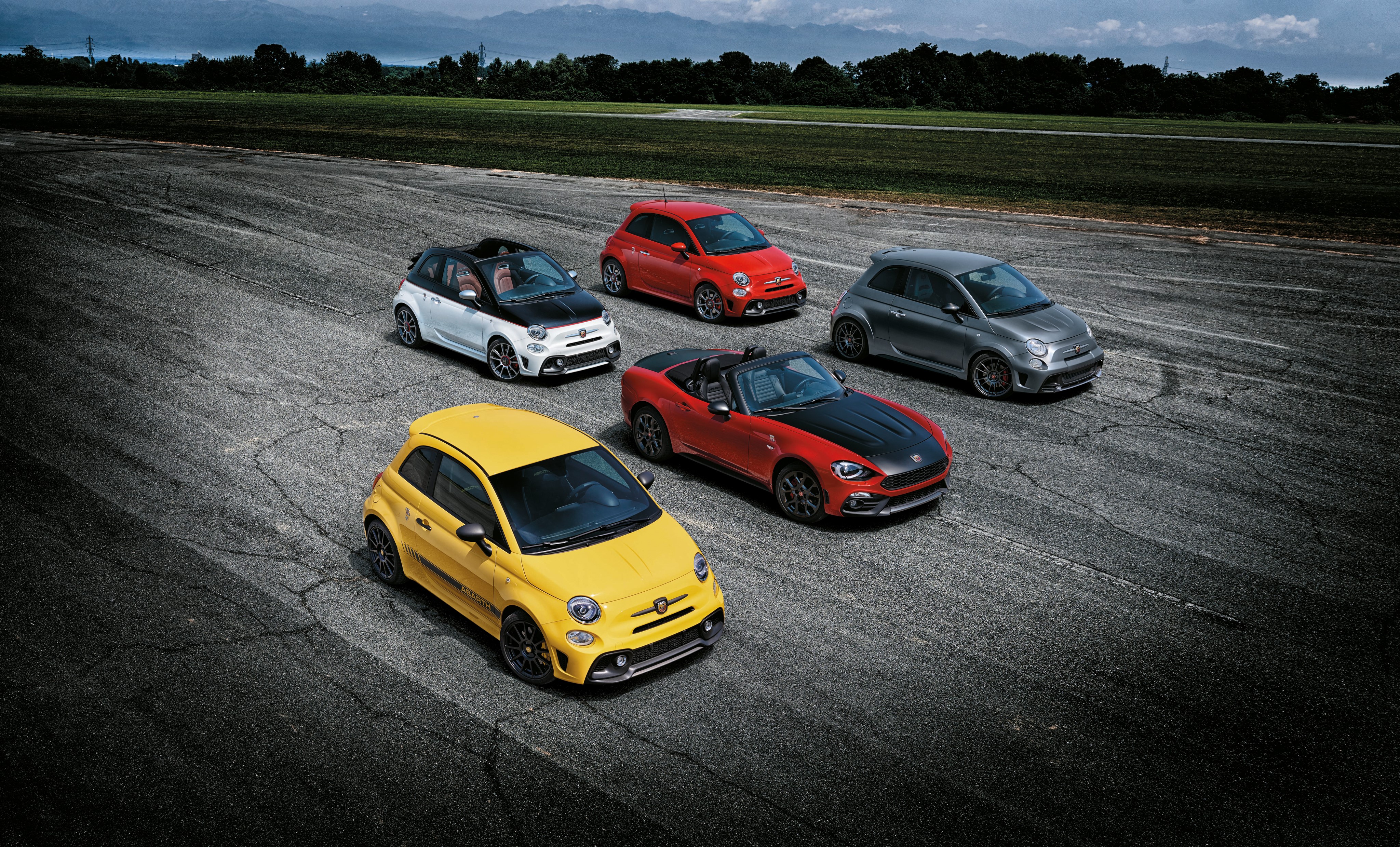 Five Abarth Cars on Asphalt HD Wallpaper