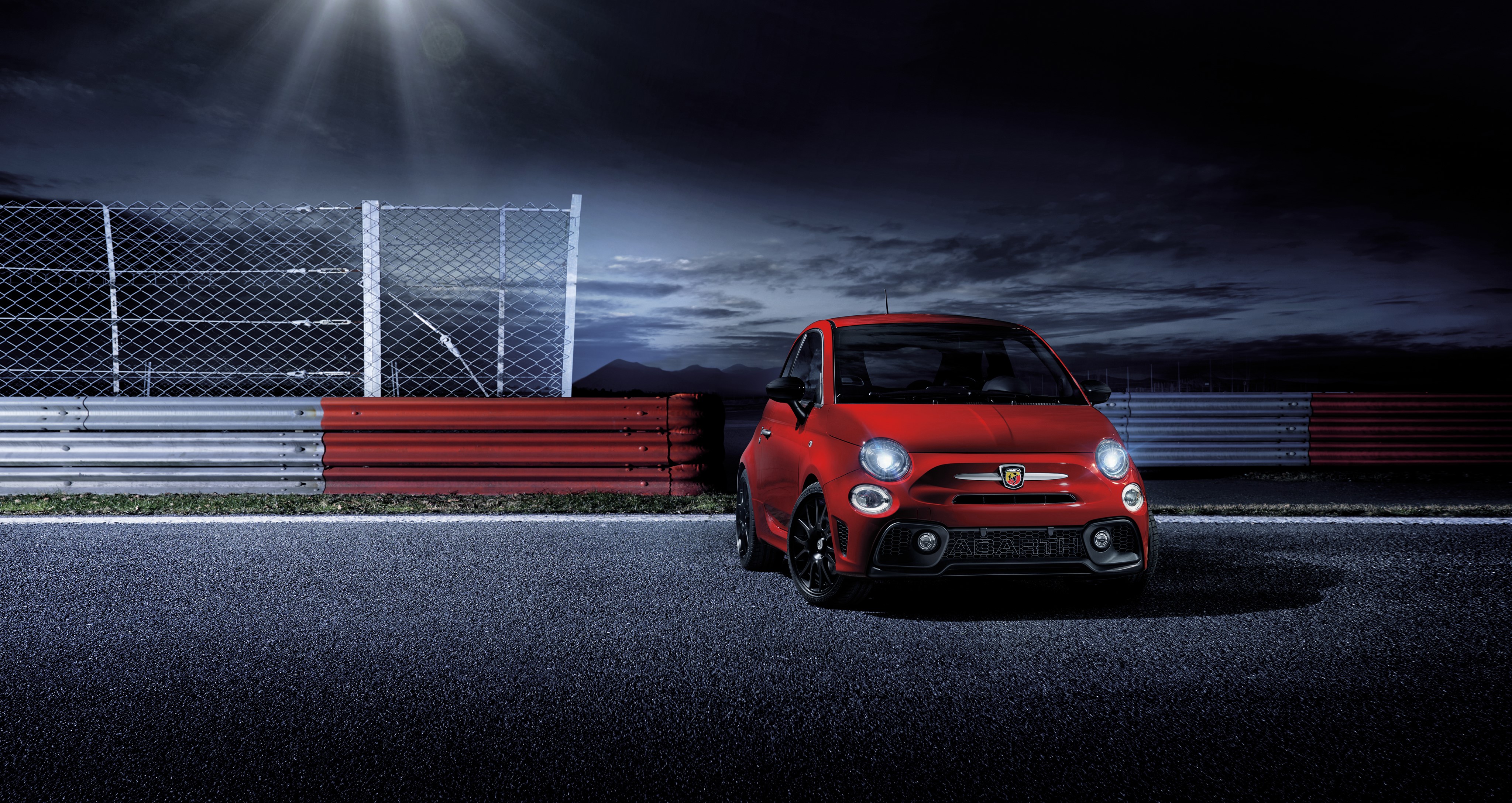 Red 2017 Abarth 595 Pista on Race Track HD Wallpaper