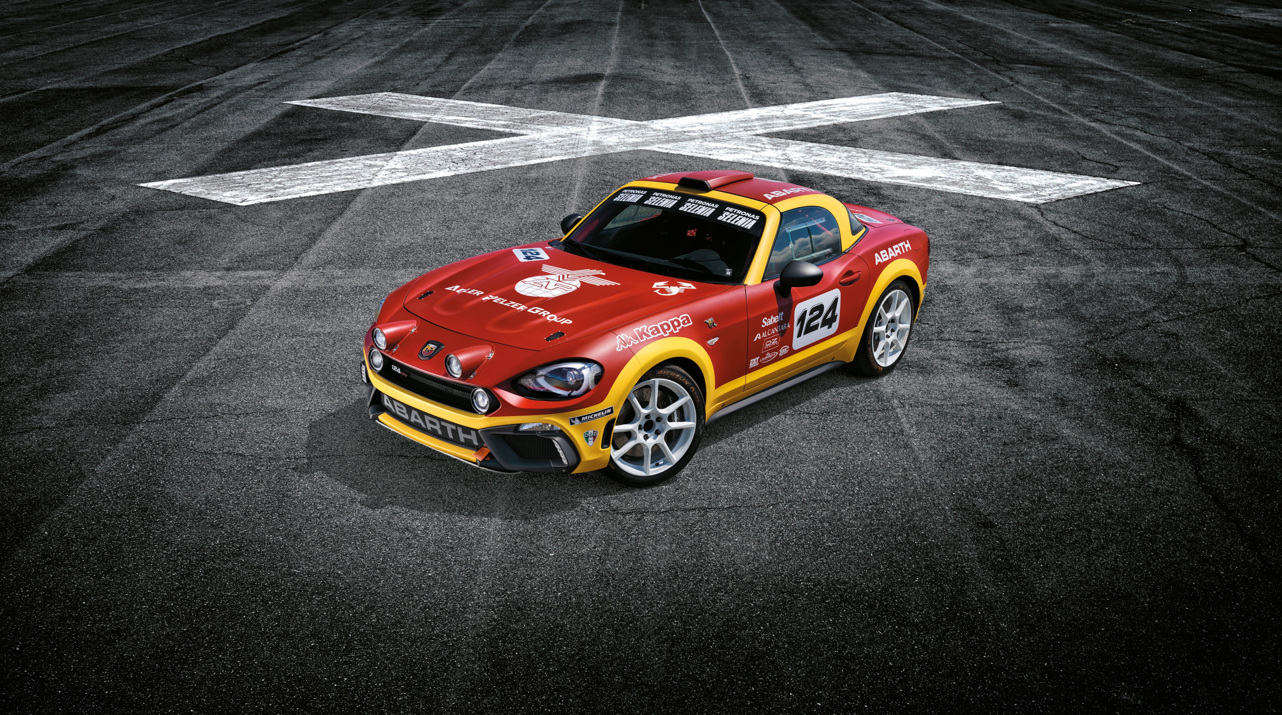 Abarth 124 Rally Concept car on asphalt HD Wallpaper