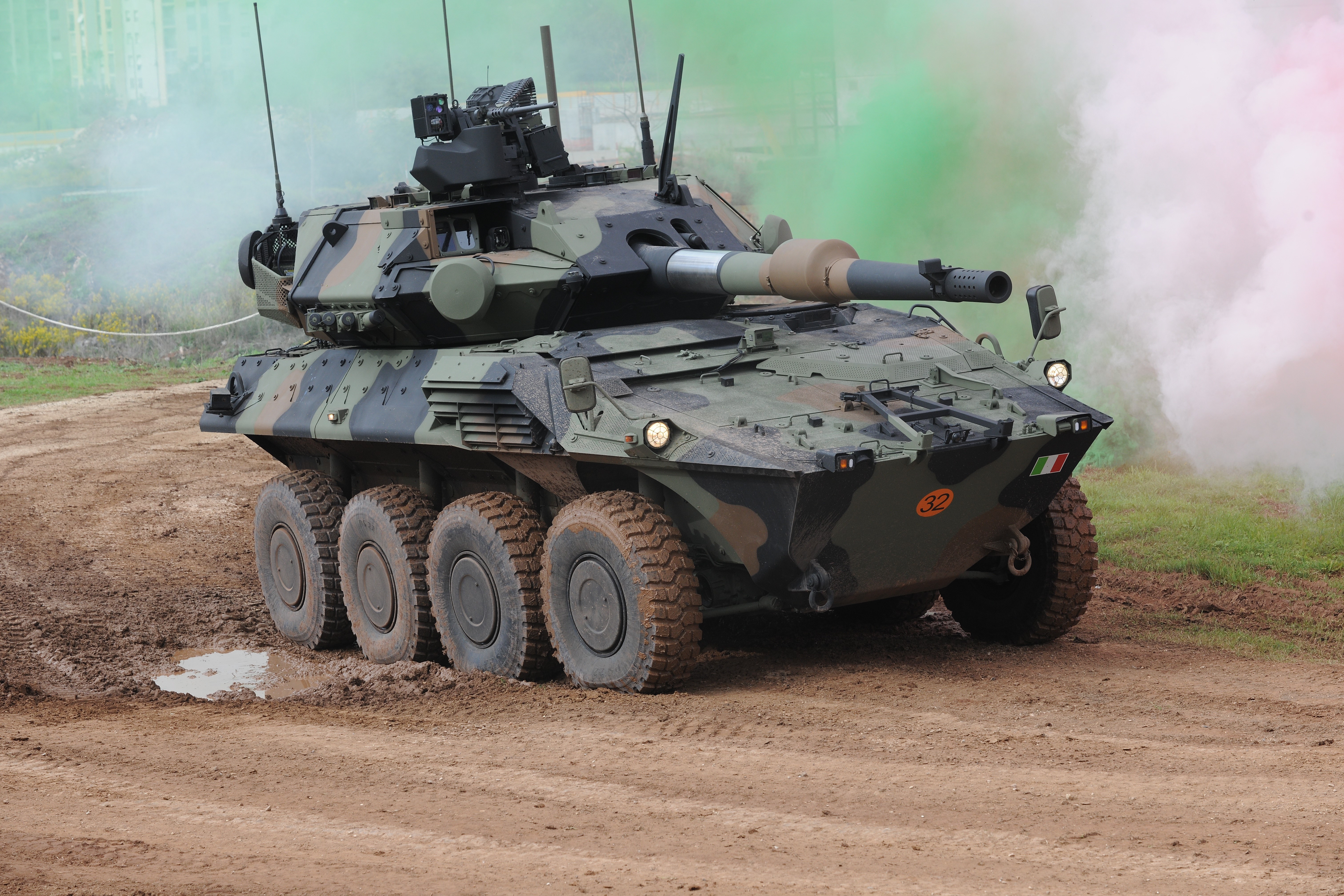 Centauro II armored vehicle with smoke HD Wallpaper