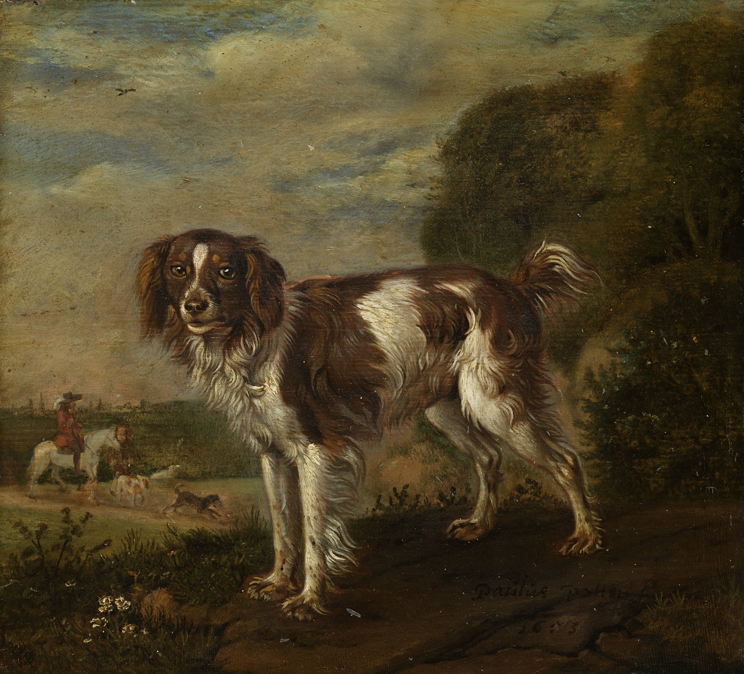 A Spaniel in a Landscape by Paulus Potter HD Wallpaper