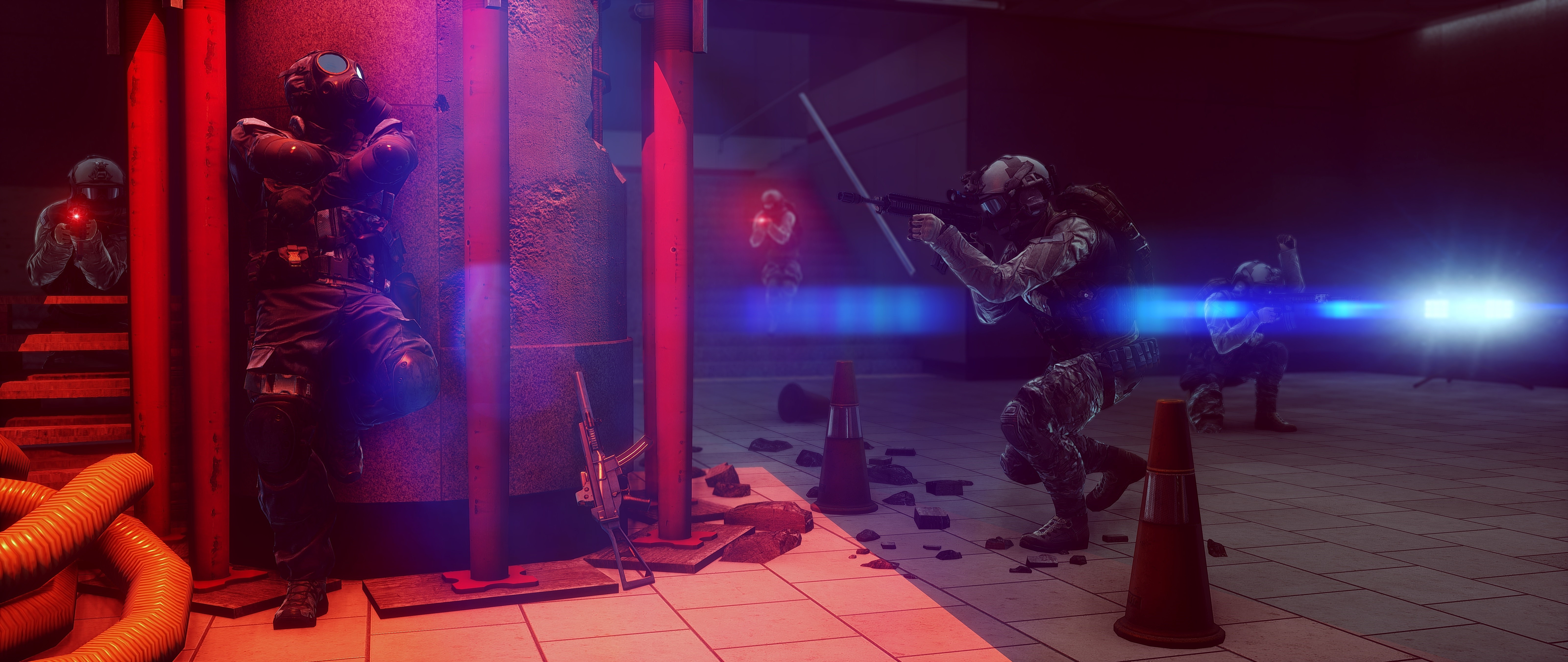 Soldiers in tactical gear with assault rifles HD Wallpaper
