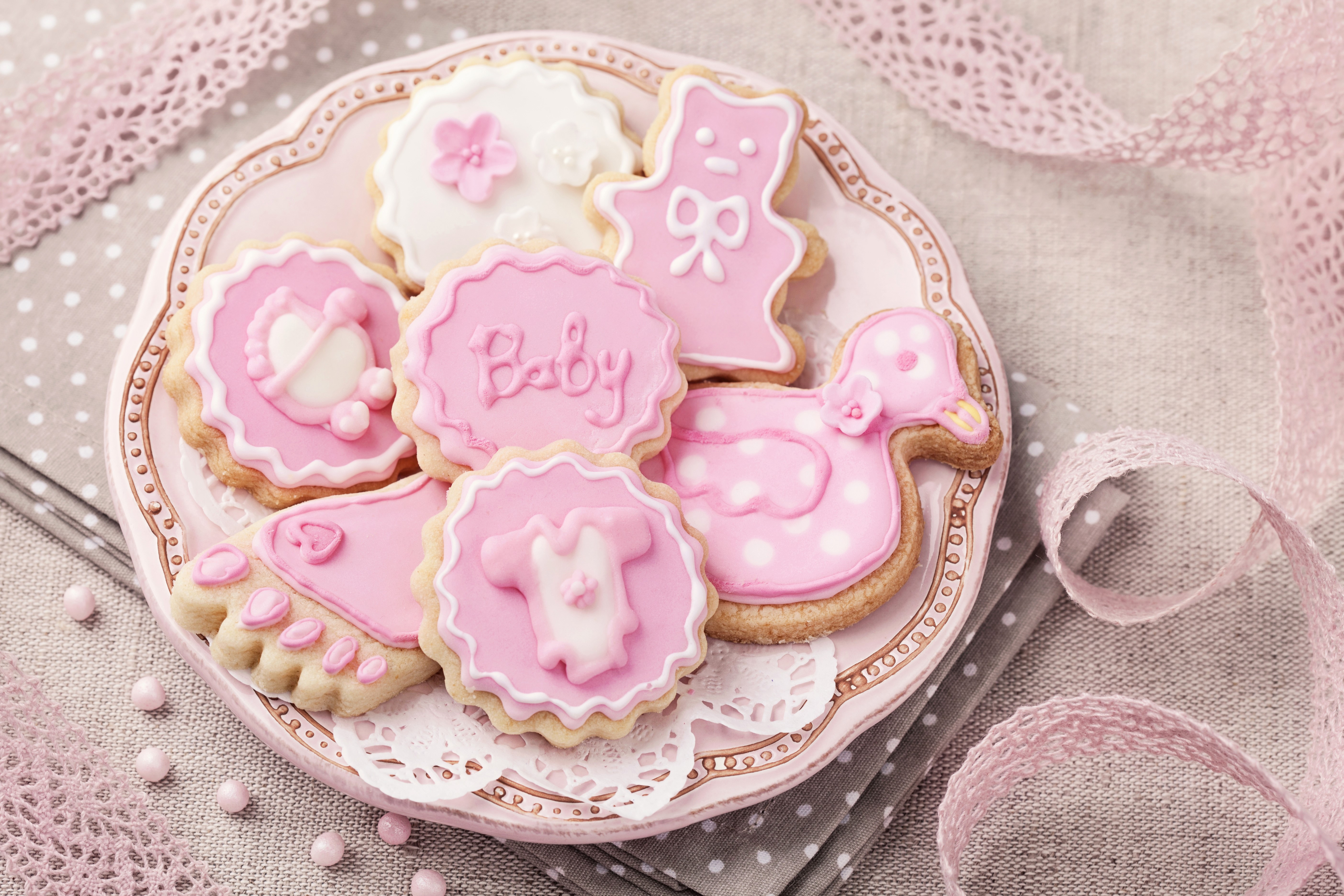 Baby Shower Cookies on a Plate HD Wallpaper