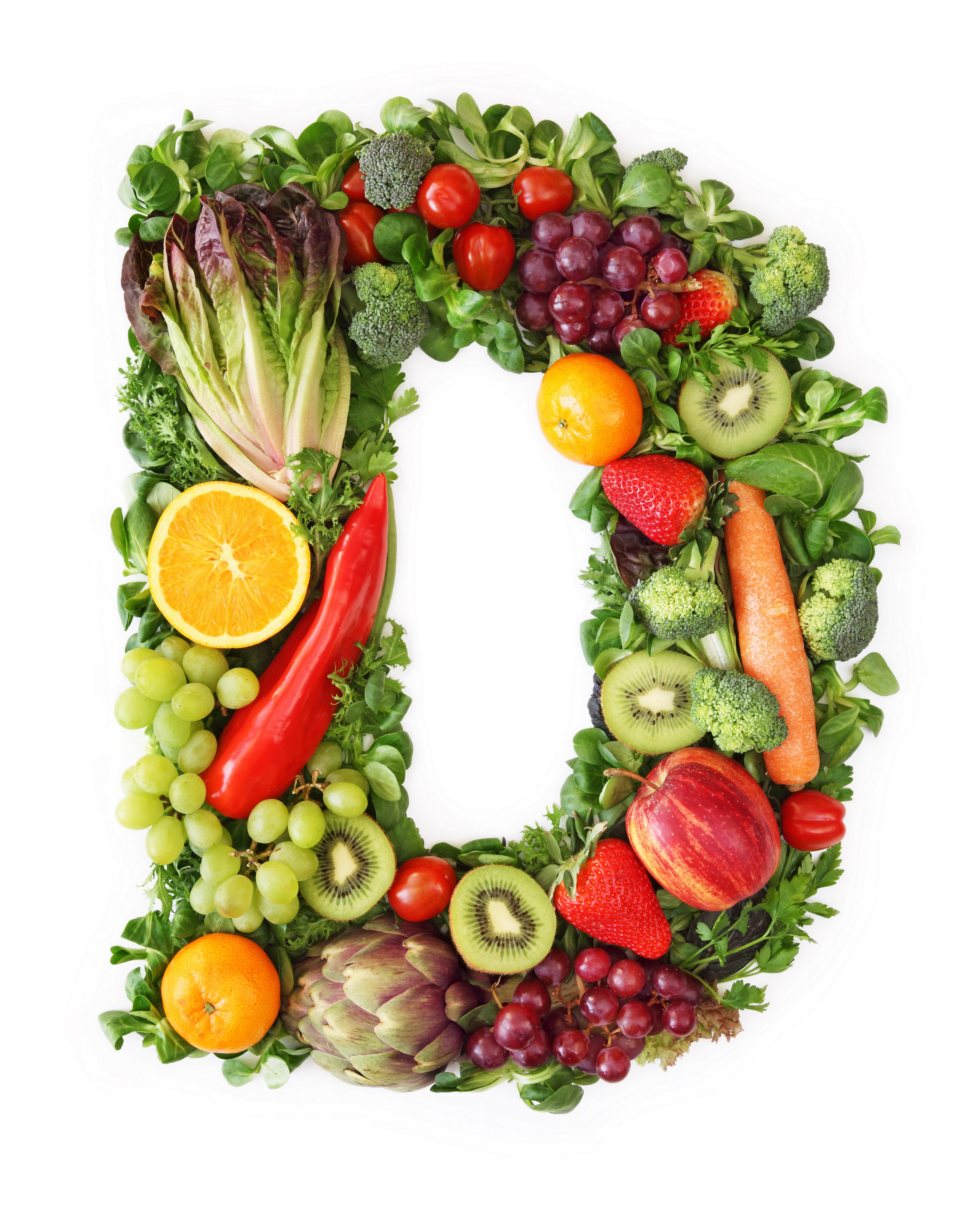 Letter D made of fruits and vegetables HD Phone Wallpaper