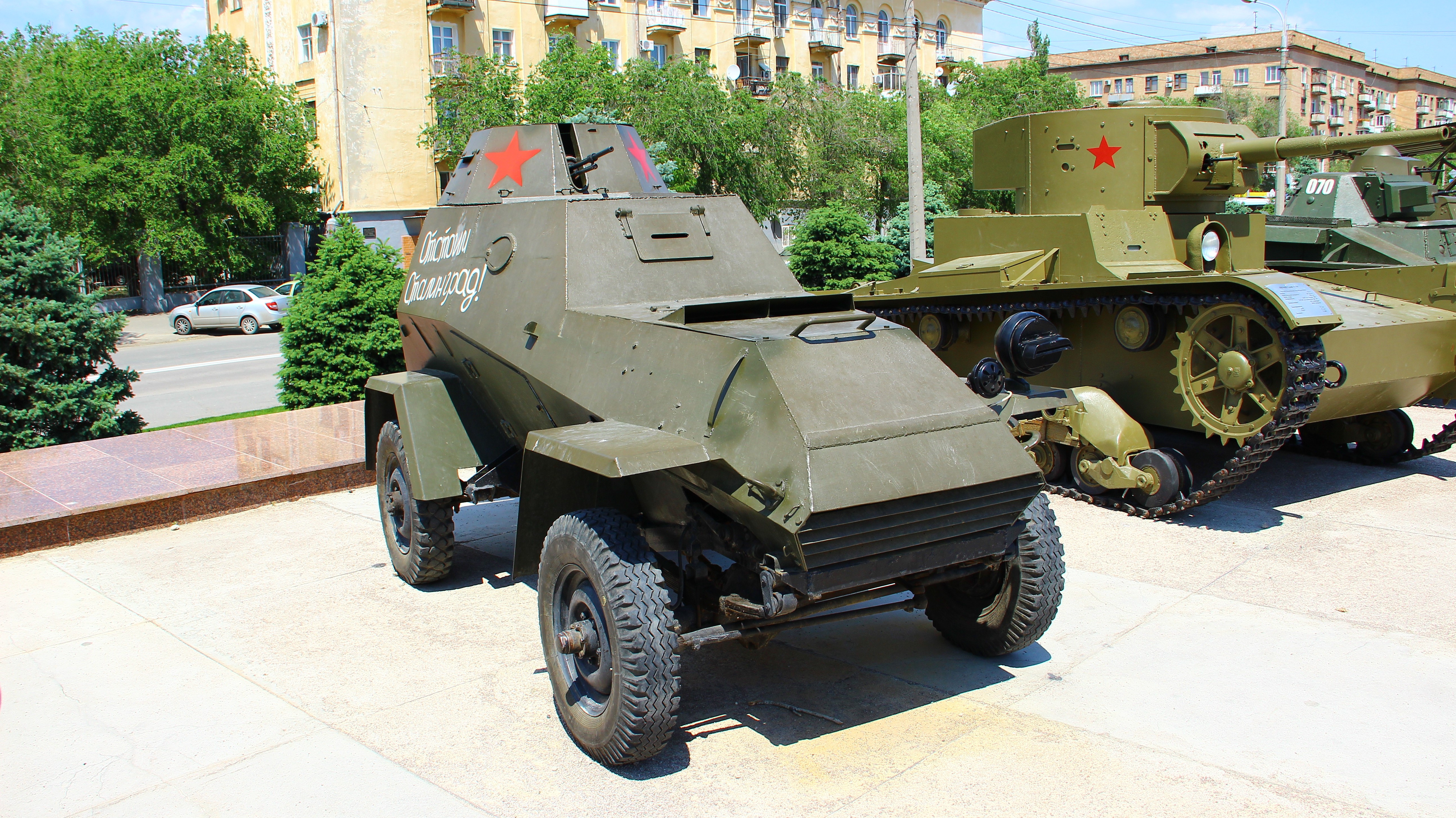 BA-64B armored car and tank in Volgograd museum HD Wallpaper