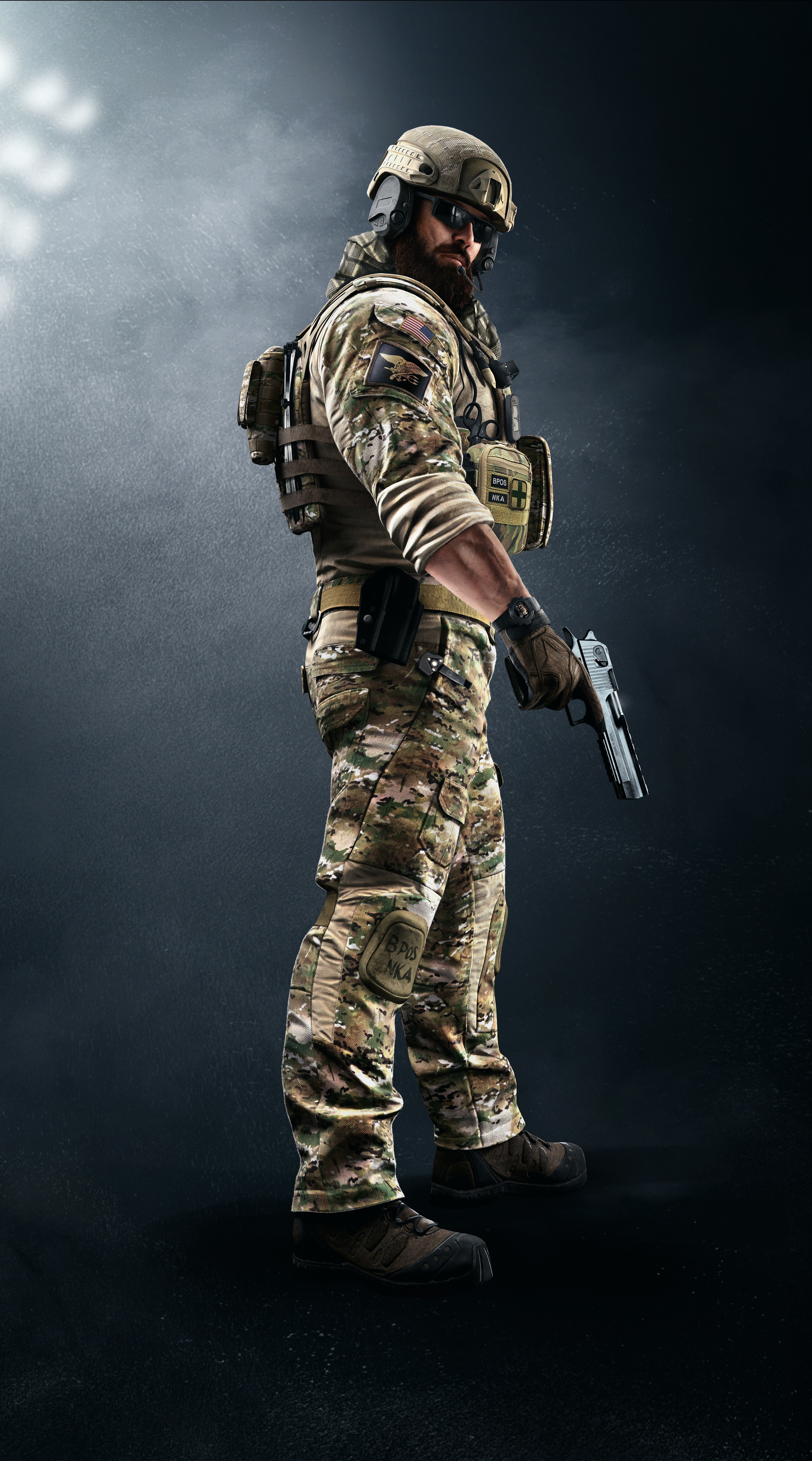 Soldier from Tom Clancy's Rainbow Six Siege holding a pistol HD Phone Wallpaper
