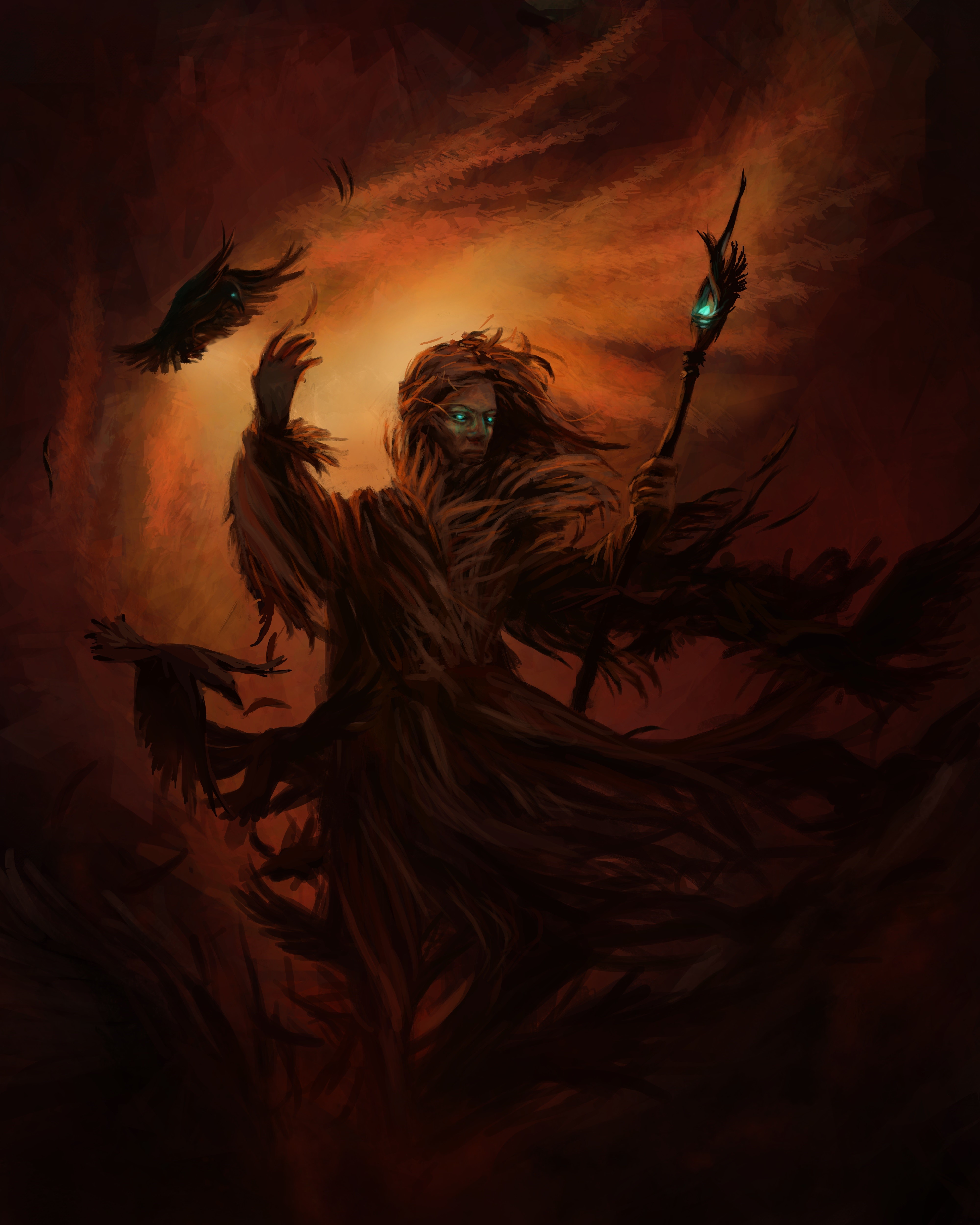 Jonathan Strange with Crows and Mage Staff HD Phone Wallpaper