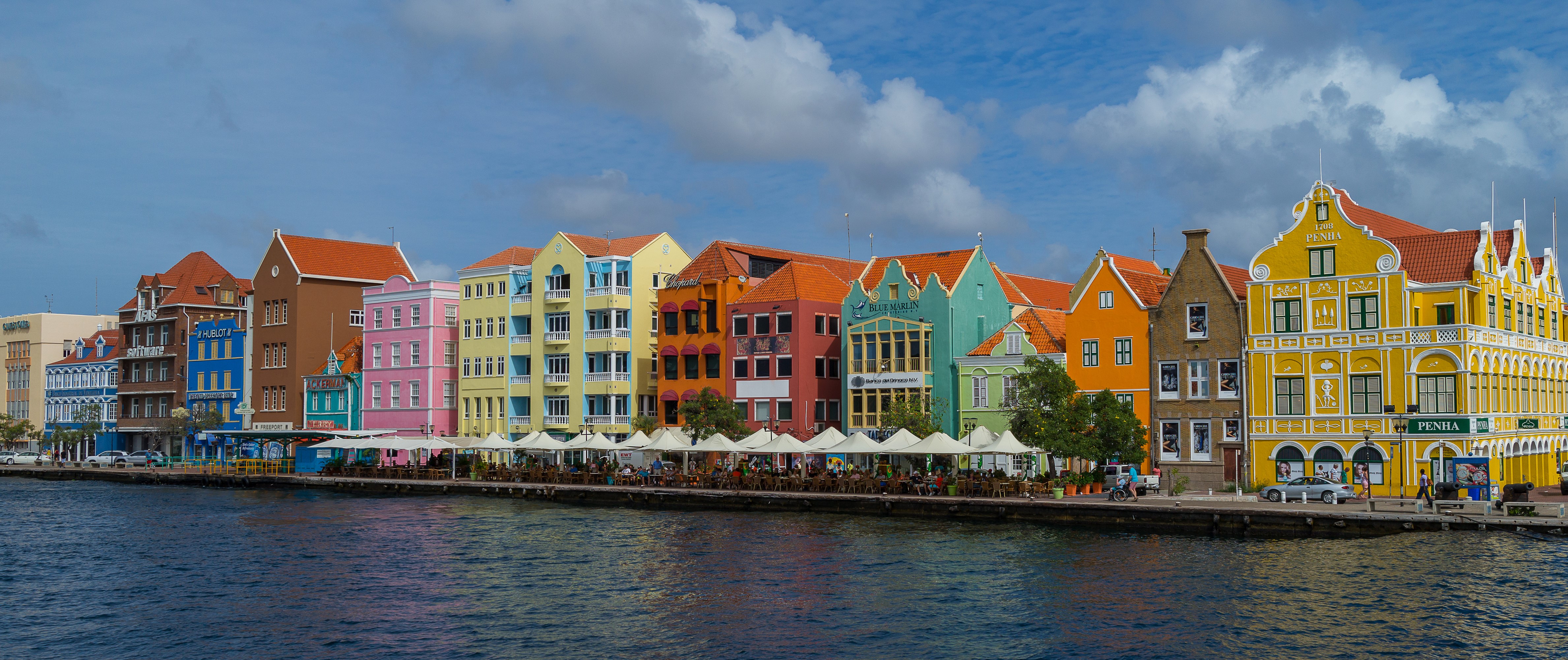 Colorful waterfront buildings in Curacao HD Wallpaper