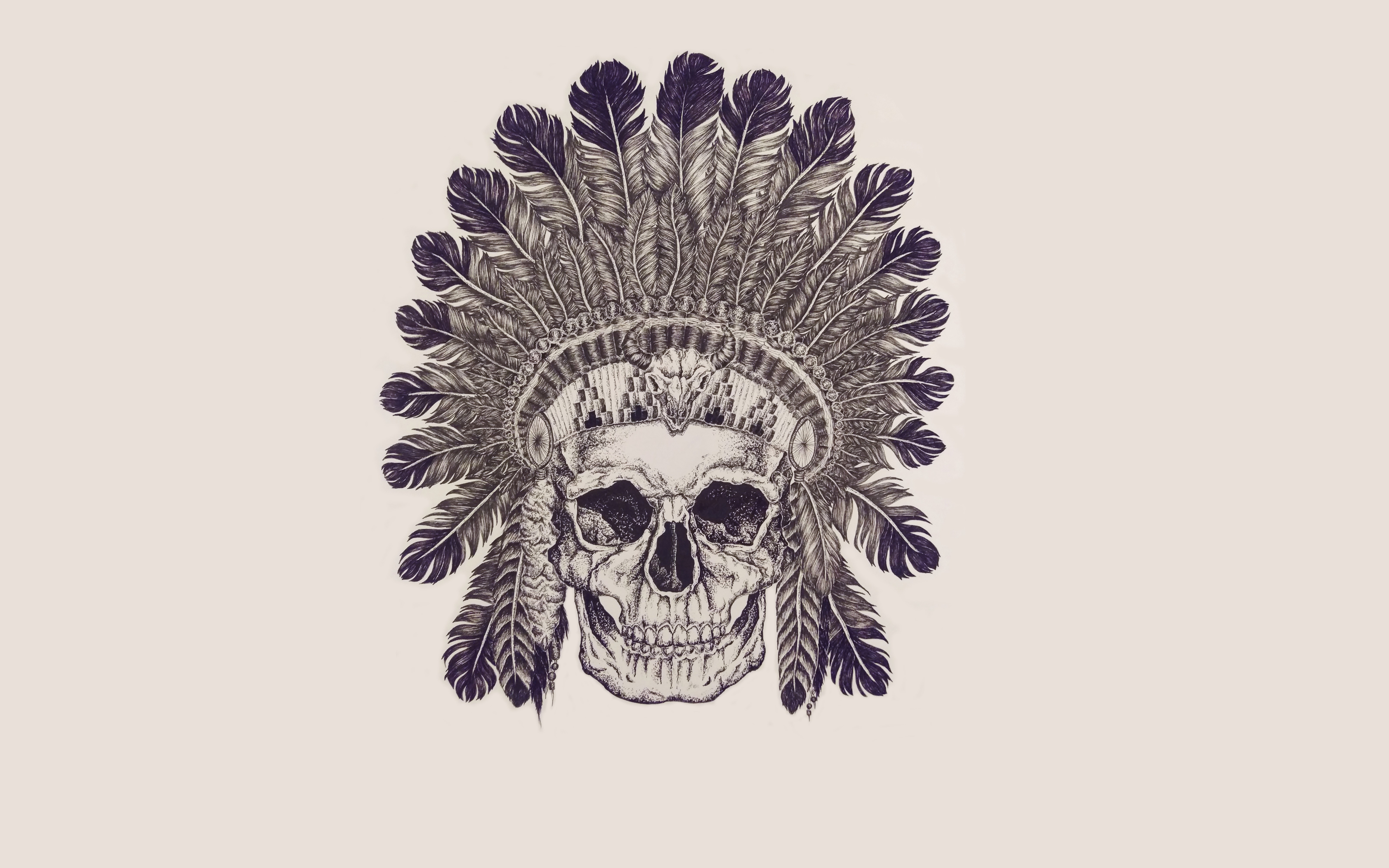 Skull with Native American War Bonnet HD Wallpaper