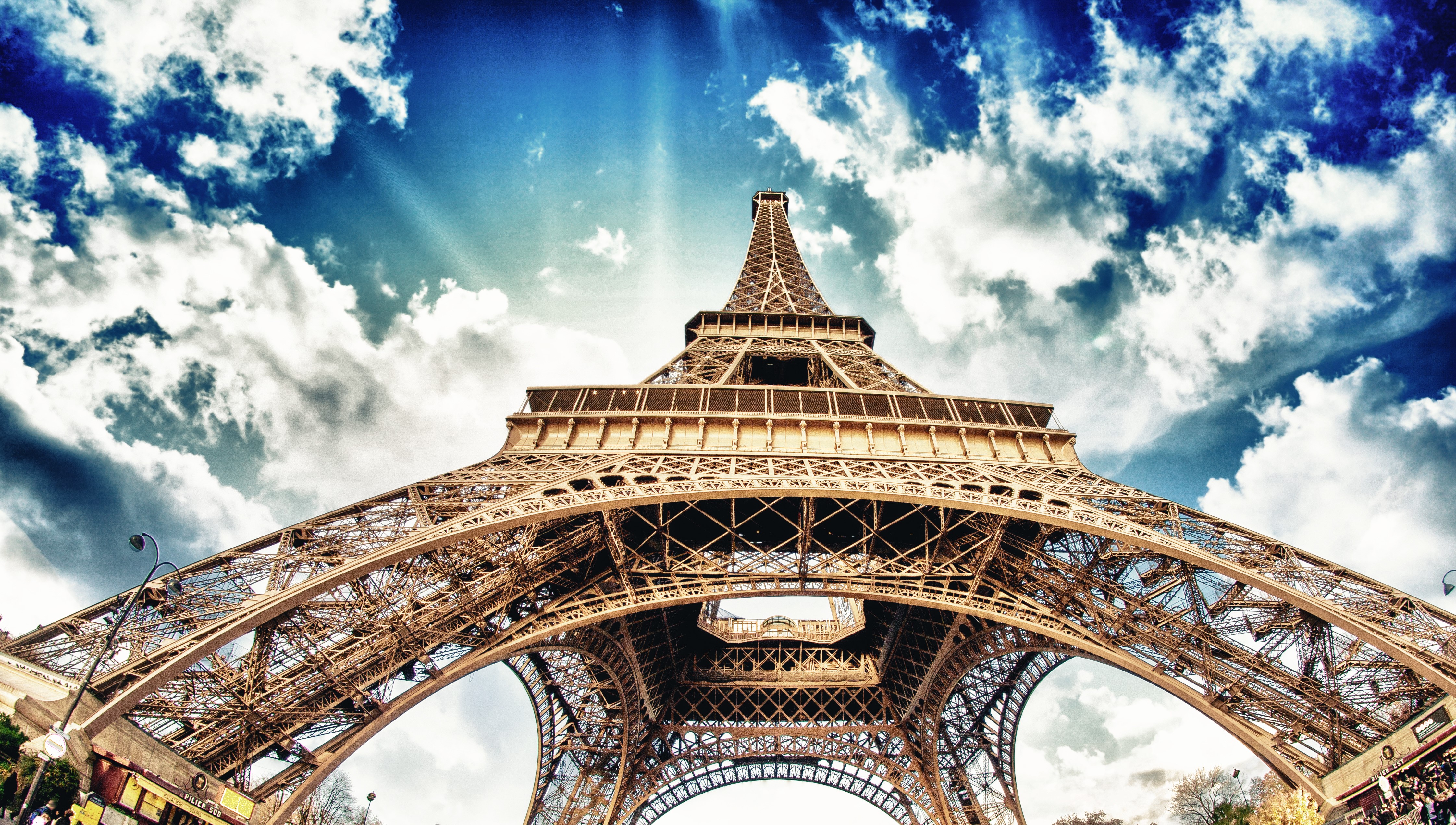 4K Eiffel Tower Bottom View in Paris, France HD Wallpaper