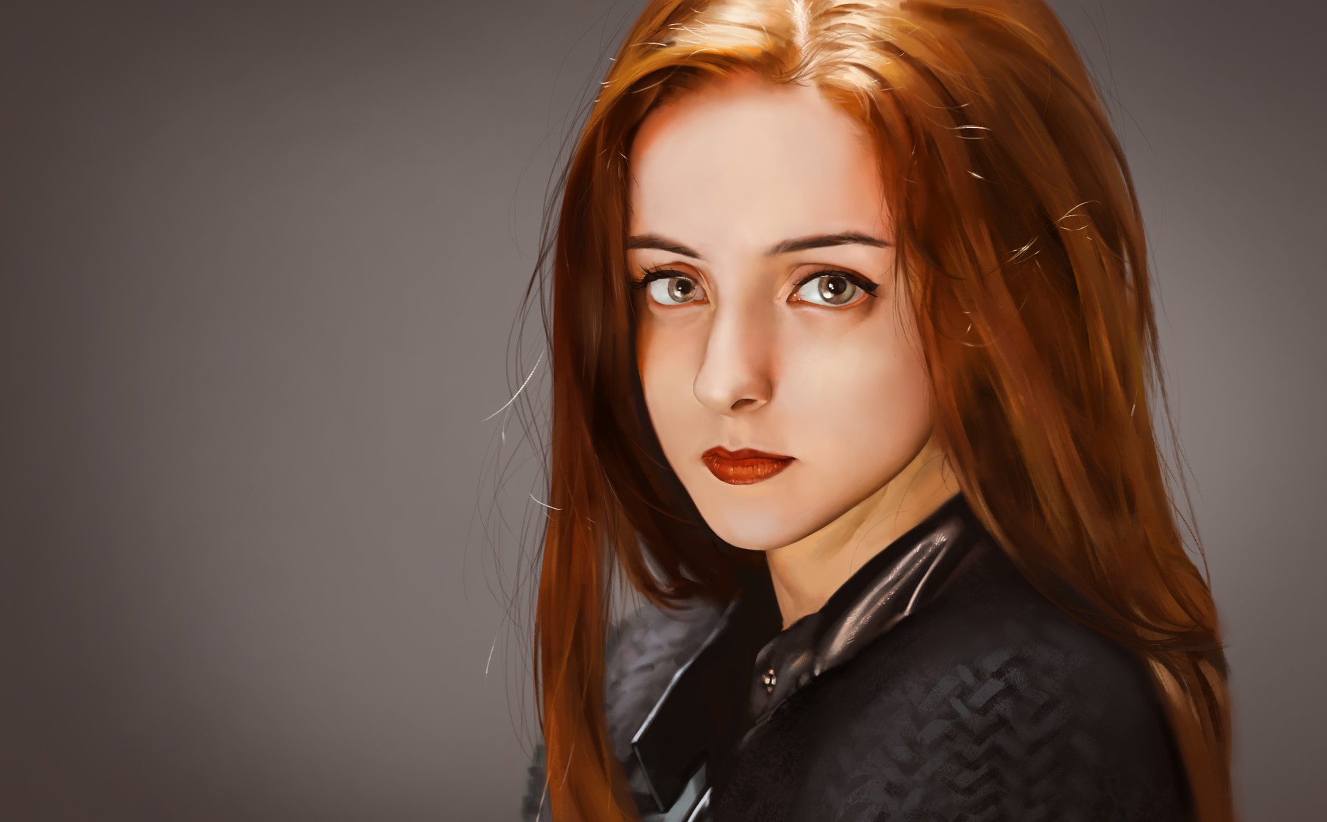 Redhead girl with striking green eyes HD Wallpaper