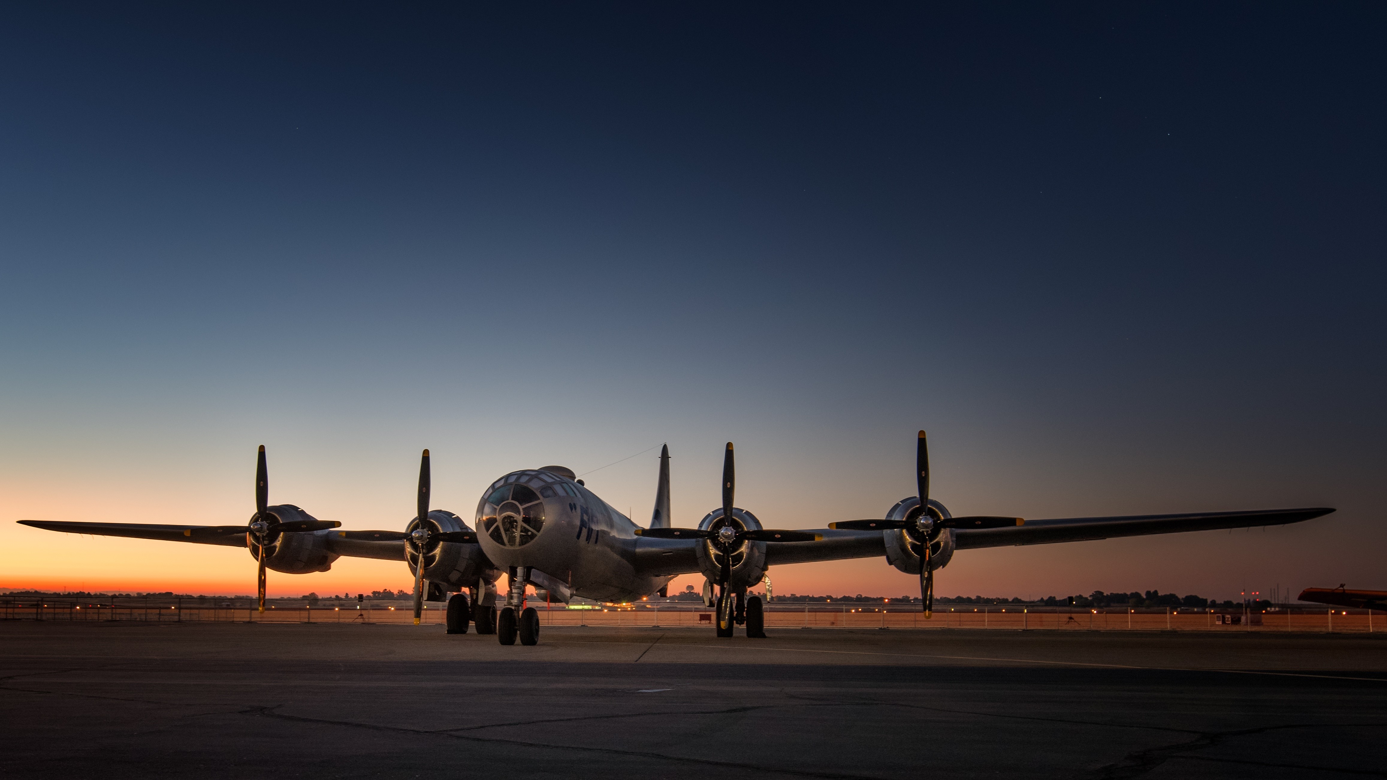 4K B-29 Bomber Airplane at Dusk HD Wallpaper
