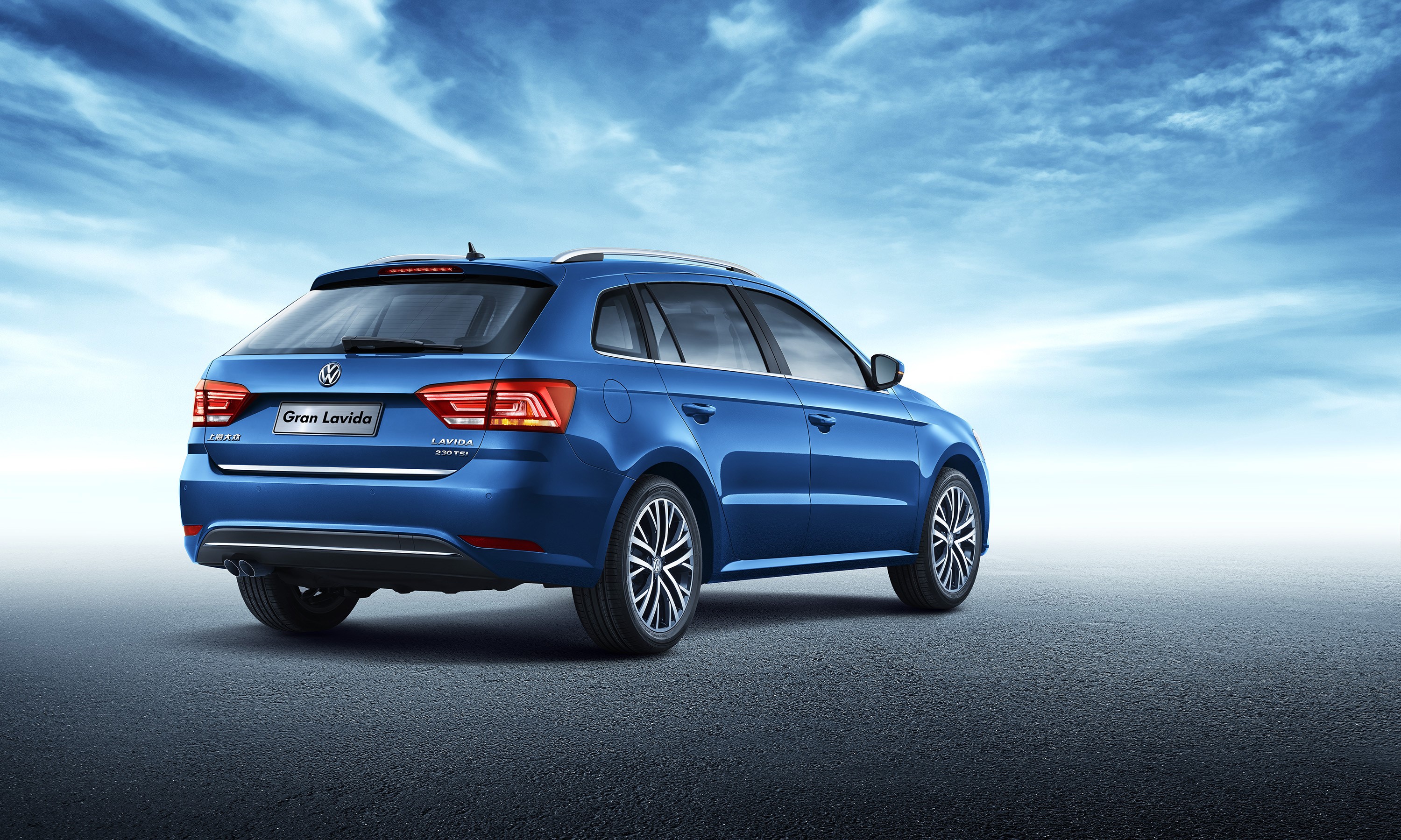 Blue Volkswagen Gran Lavida Estate Car Back View HD Wallpaper