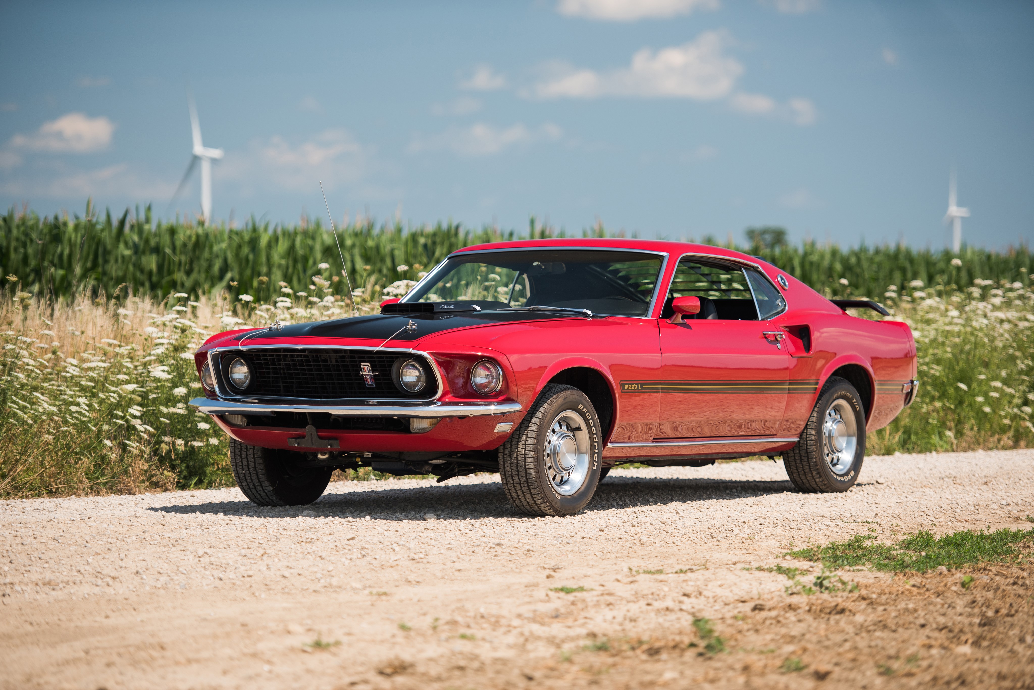 1969 Red Ford Mustang Mach 1 HD Wallpaper