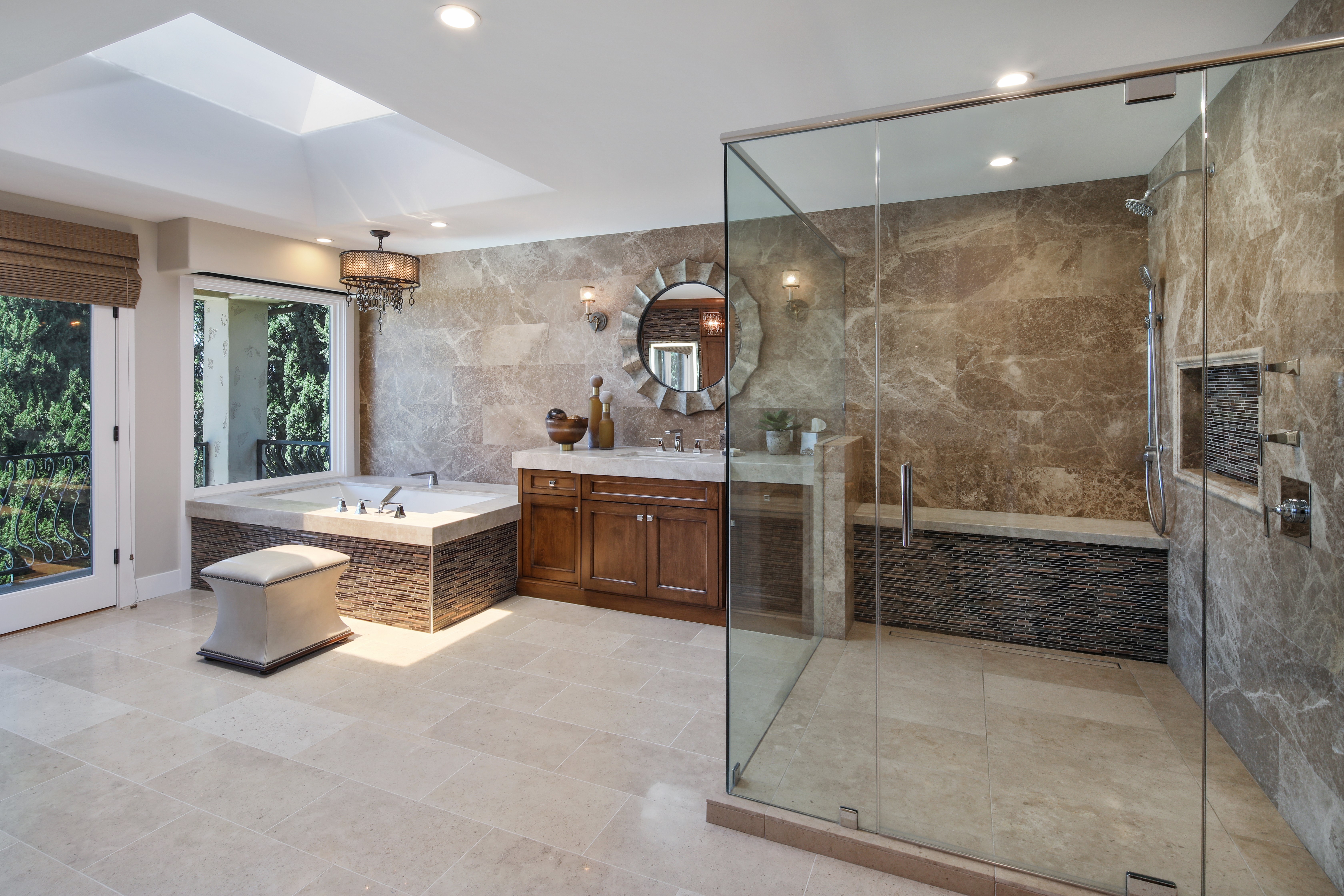 Luxury Bathroom with Bathtub and Shower HD Wallpaper
