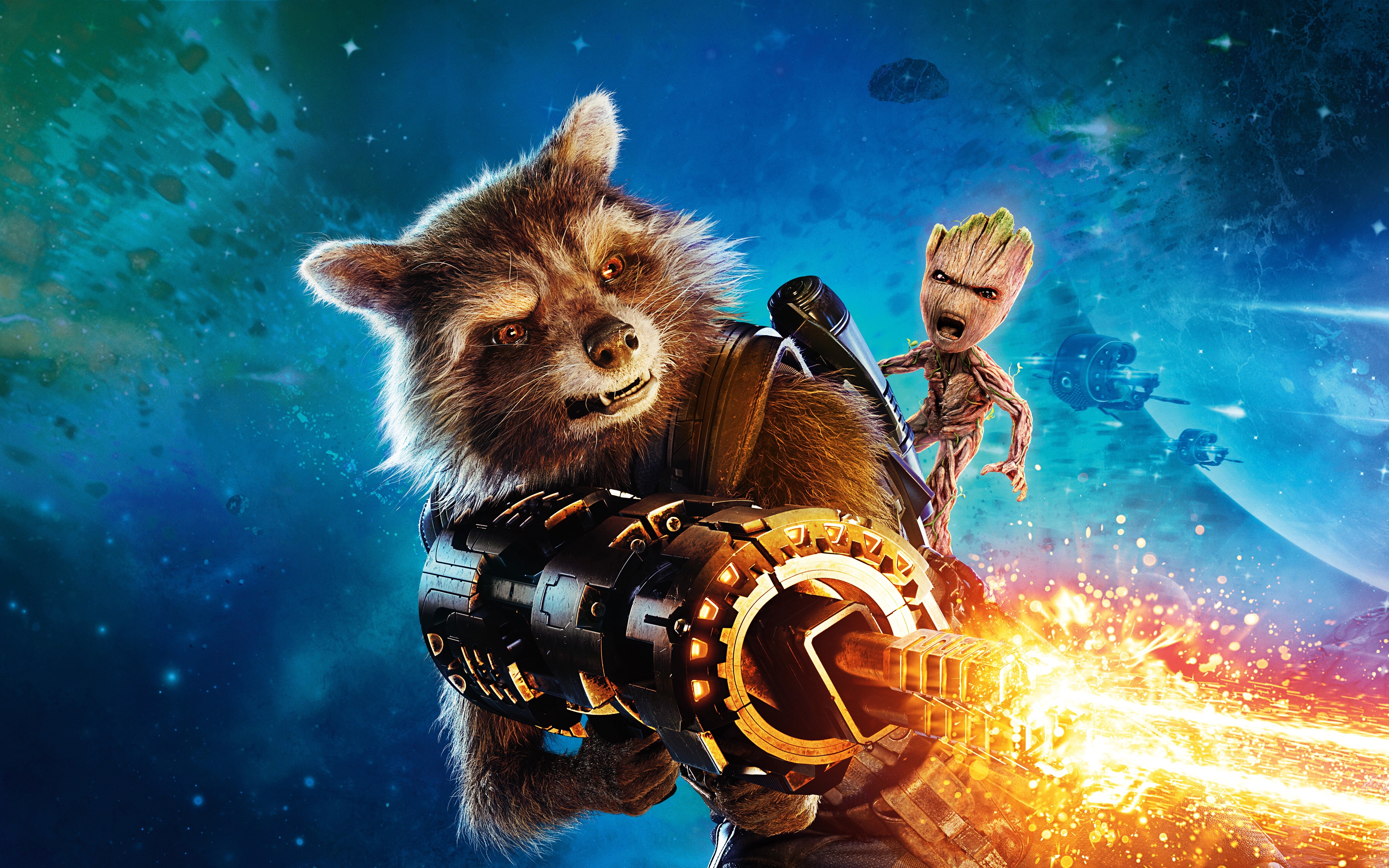 Rocket and Groot from Guardians of the Galaxy Vol. 2 HD Wallpaper