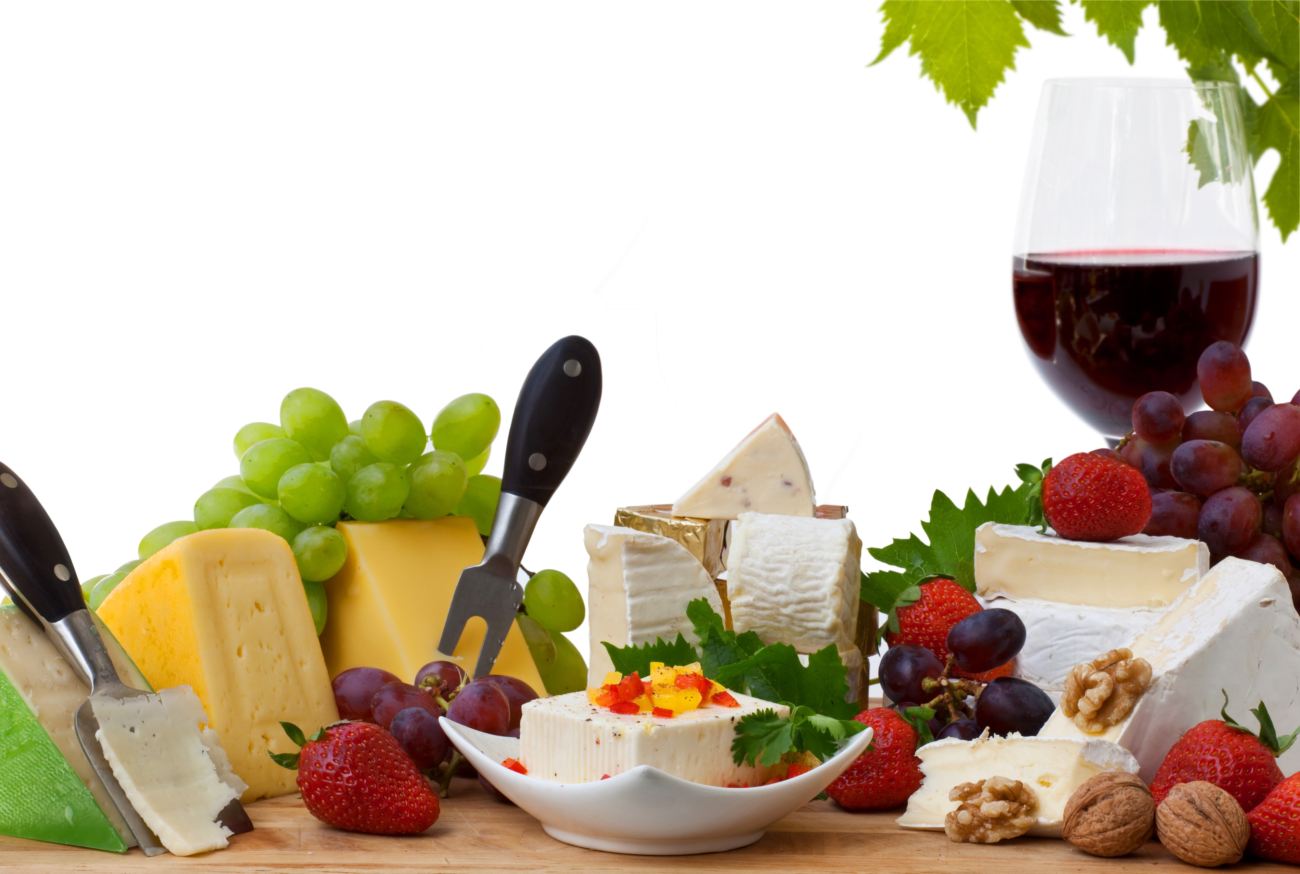 Cheese, Wine, and Fruit Still Life HD Wallpaper