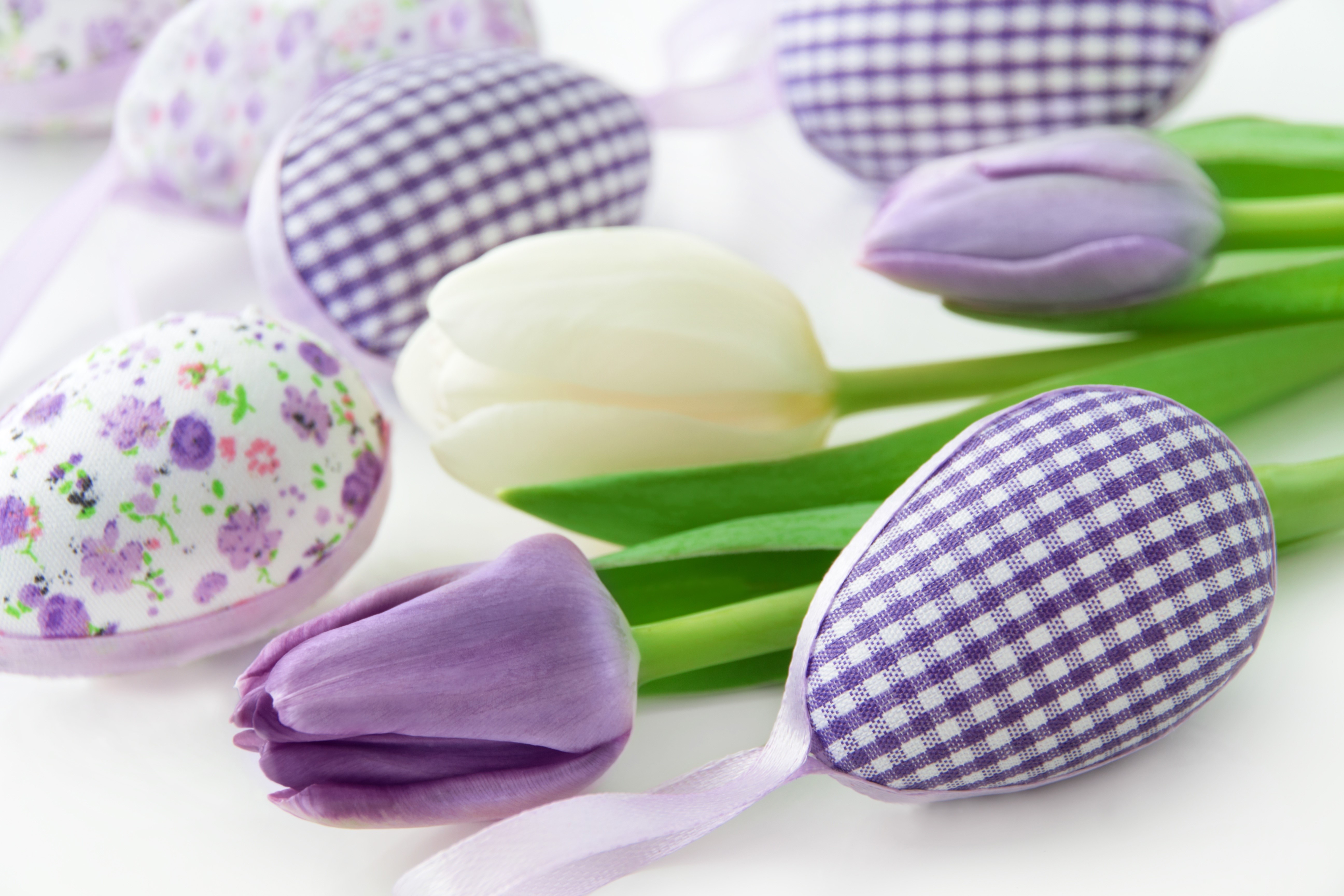 Easter Tulips and Decorative Eggs HD Wallpaper