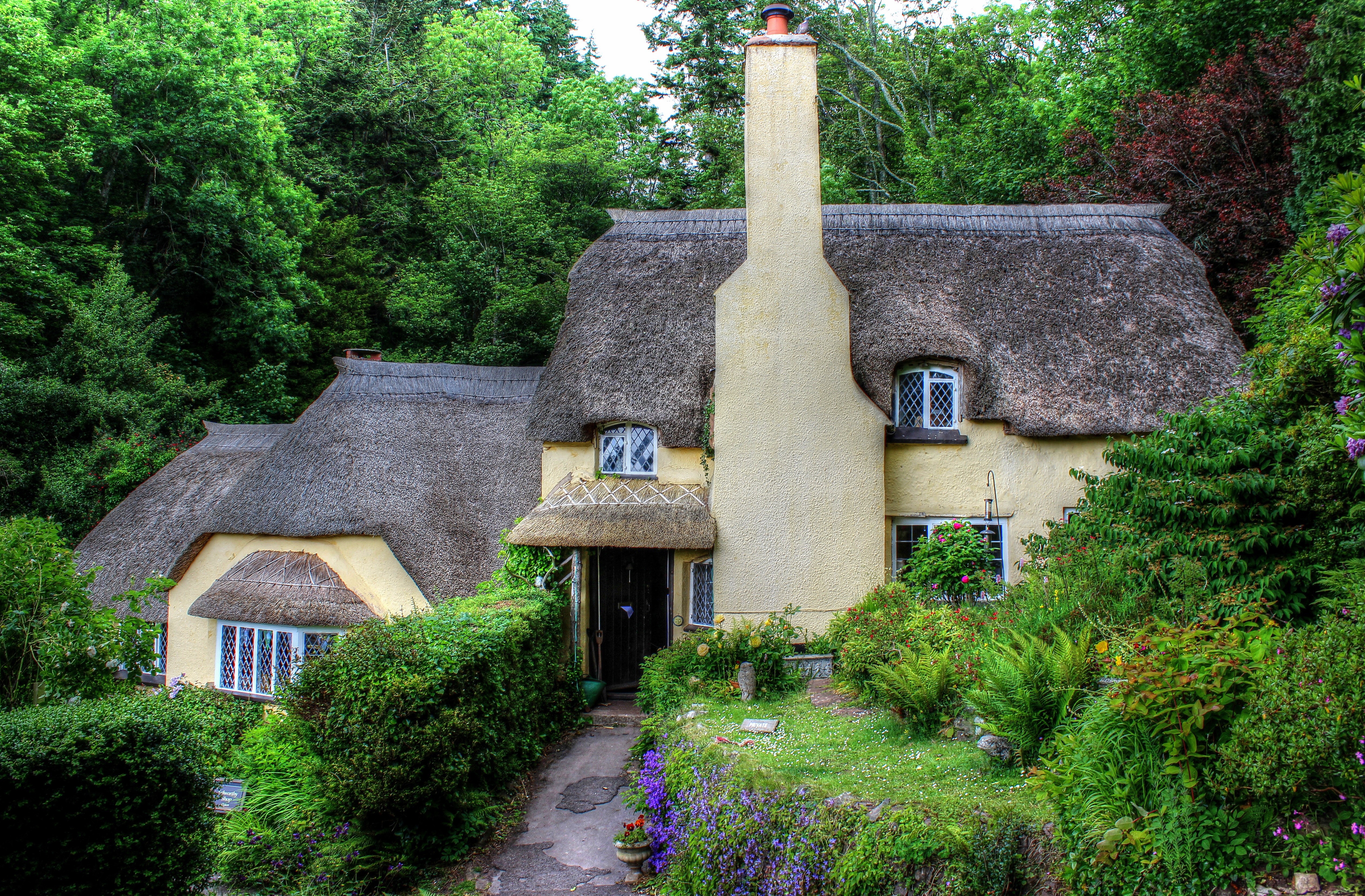Thatched cottage in Holnicote, England HD Wallpaper