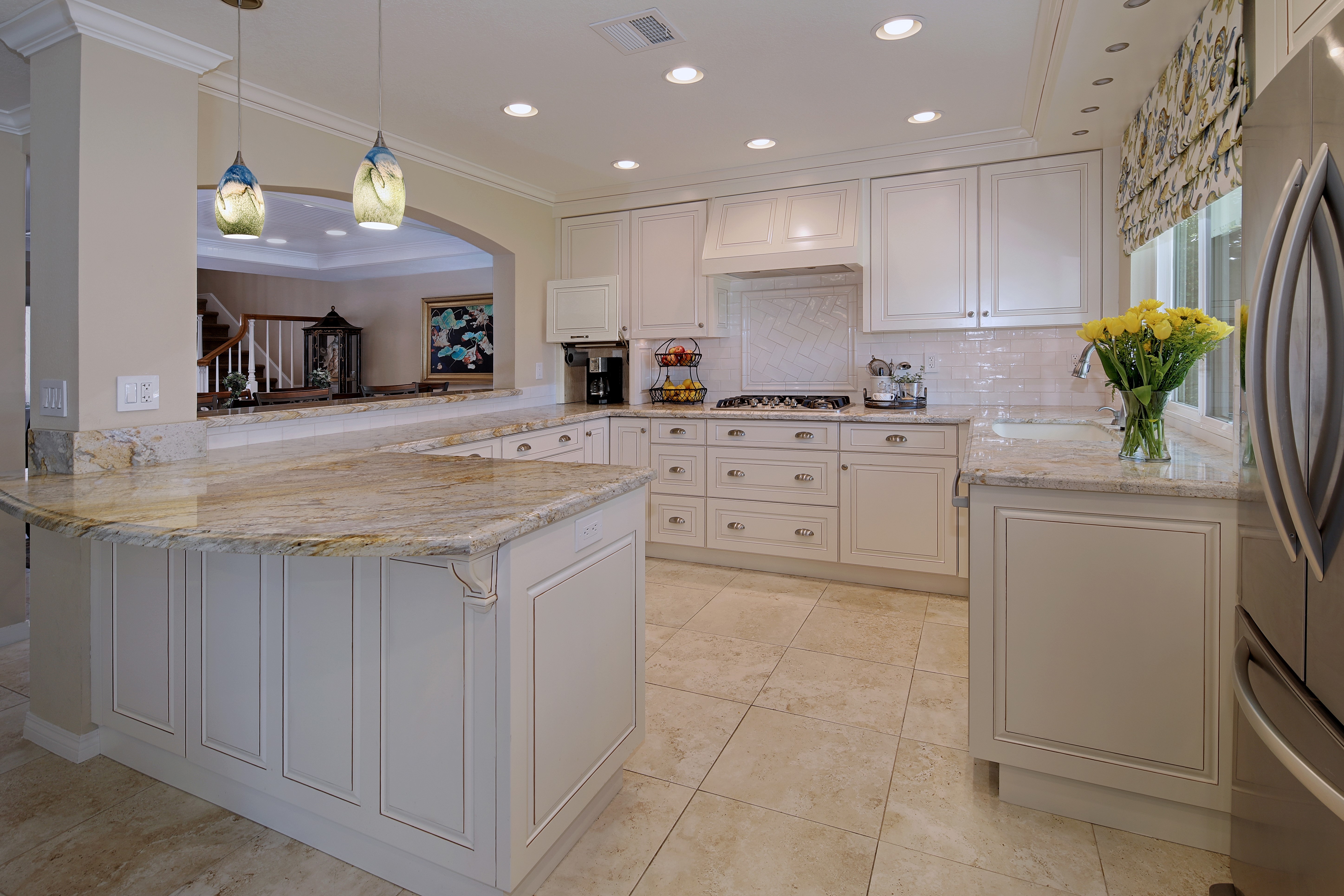 Kitchen Interior Design with Pendant Lamps HD Wallpaper