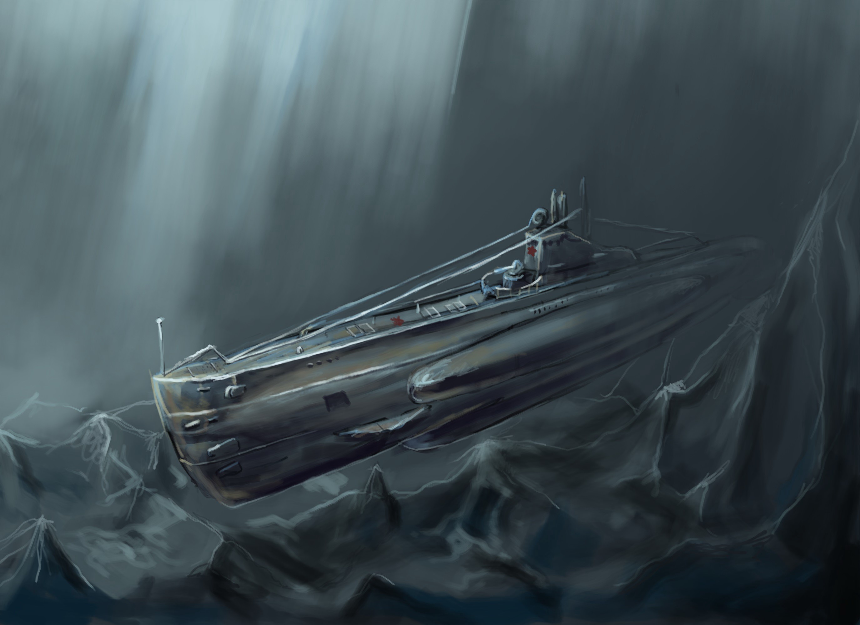 ShCh class submarine in rough seas HD Wallpaper