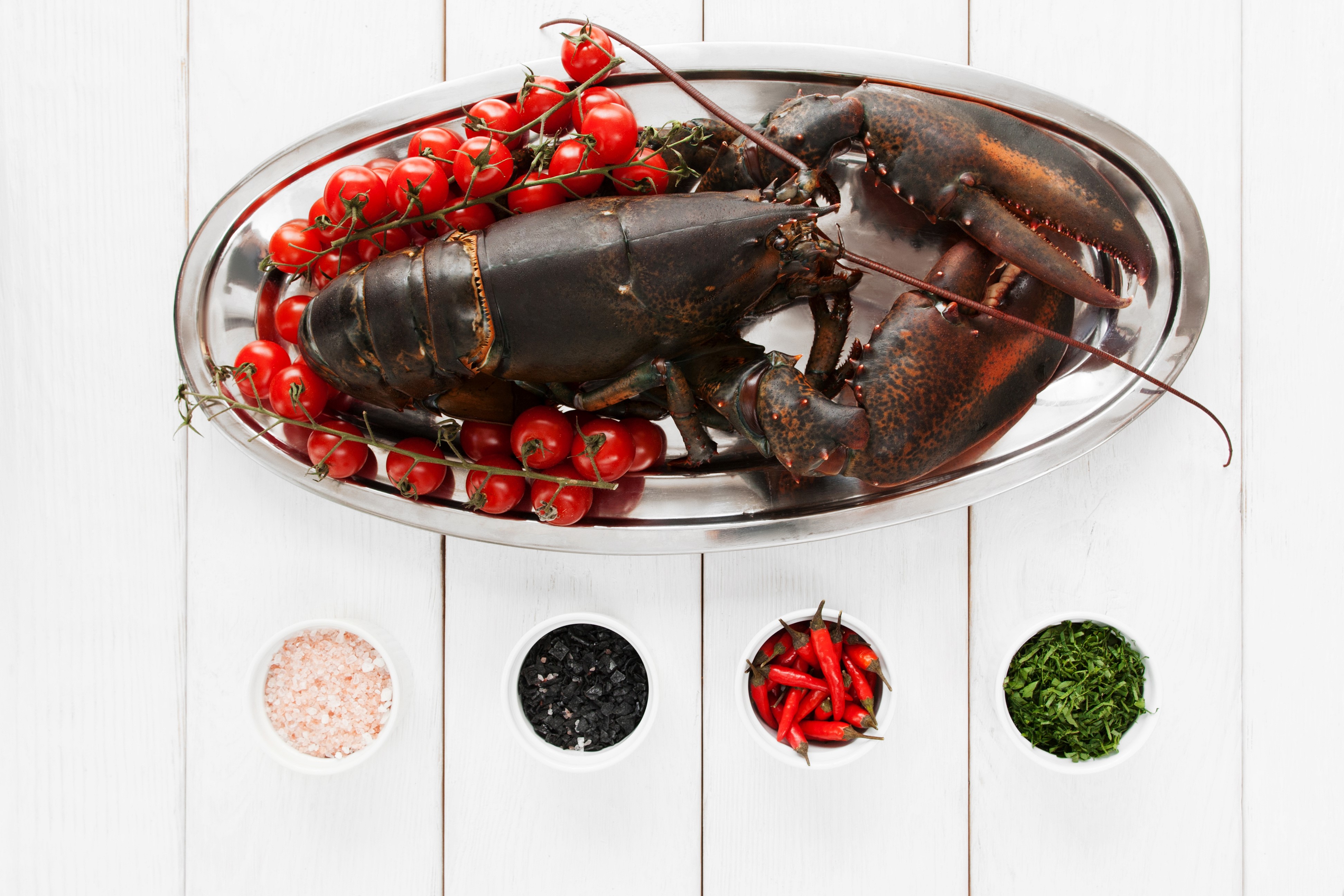 Lobster with Cherry Tomatoes and Spices HD Wallpaper