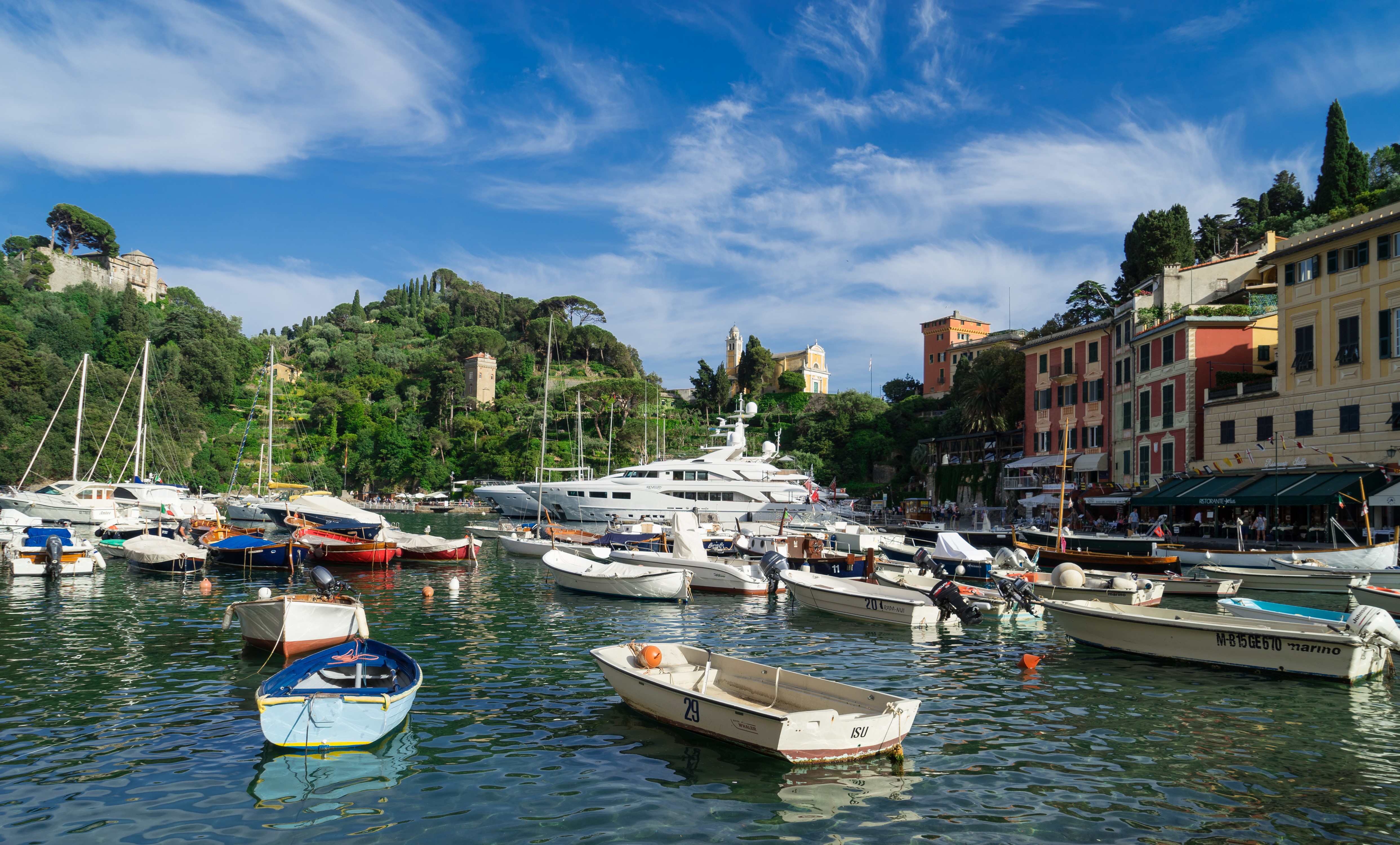 Portofino, Italy: Boats and Yachts in a Bay HD Wallpaper