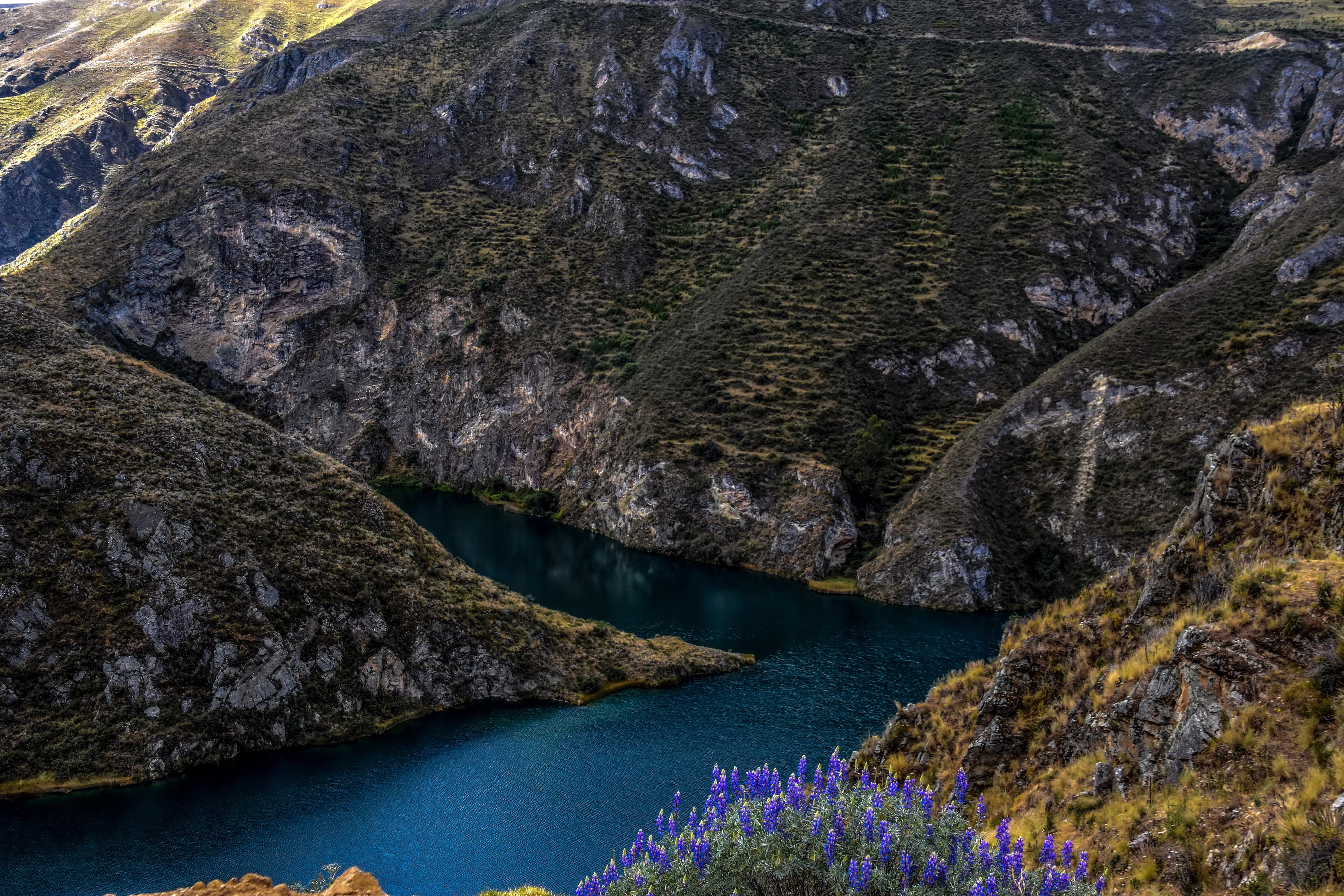 Huancaya Peru River and Mountains HD Wallpaper