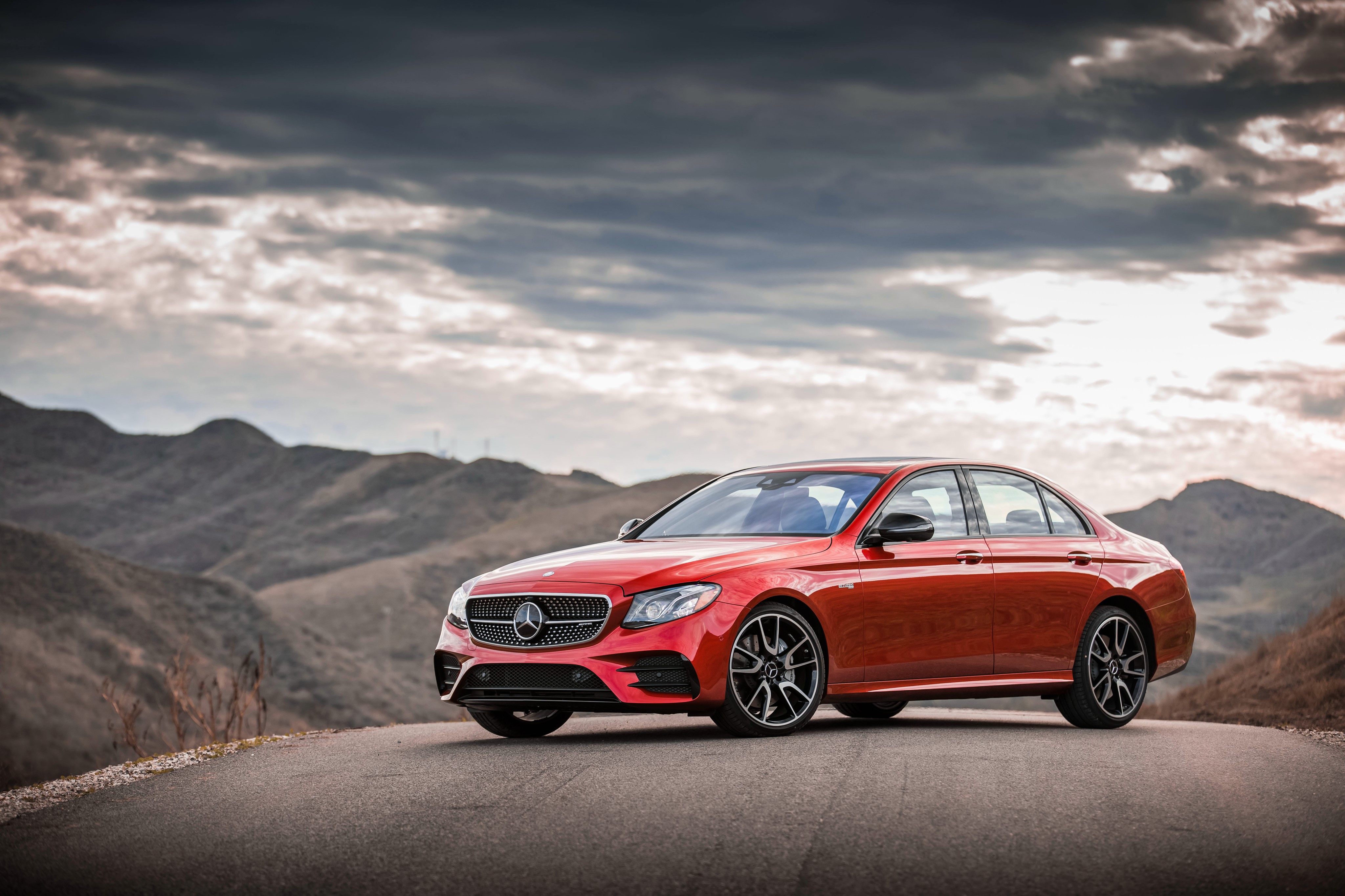 Red 2017 Mercedes-Benz AMG E 43 4MATIC Sedan HD Wallpaper